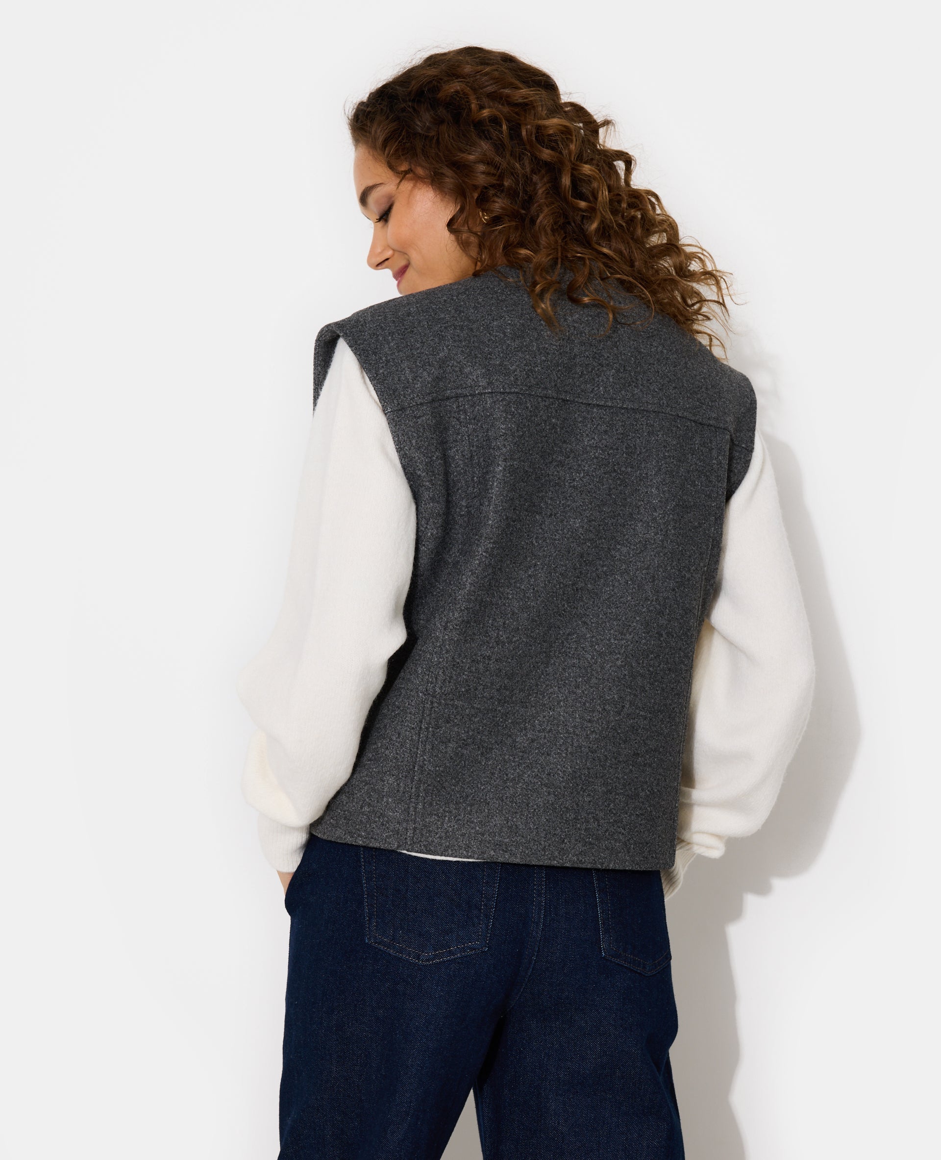 Veste sans manches effet drap de laine