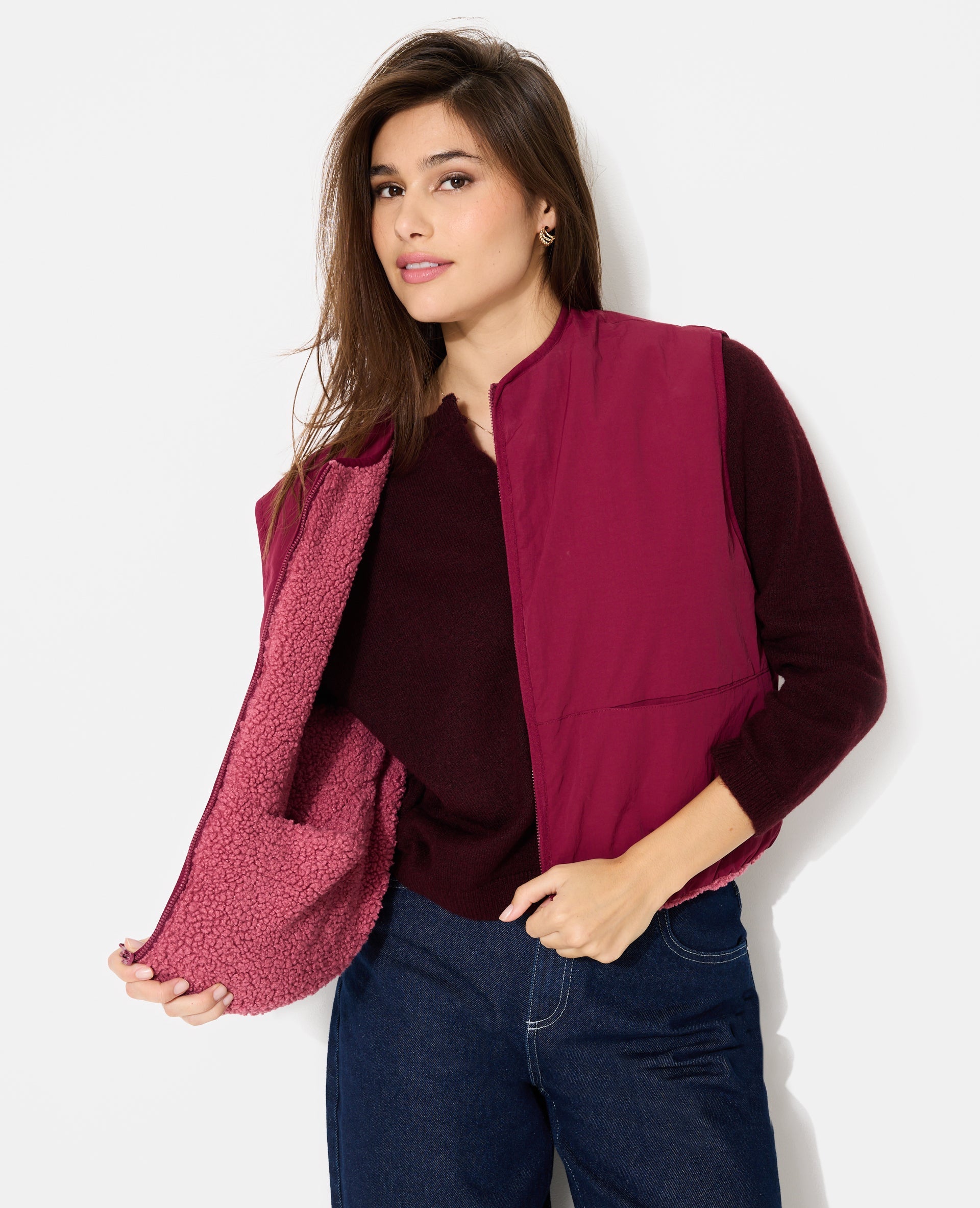 Veste sans manches réversible avec sherpa