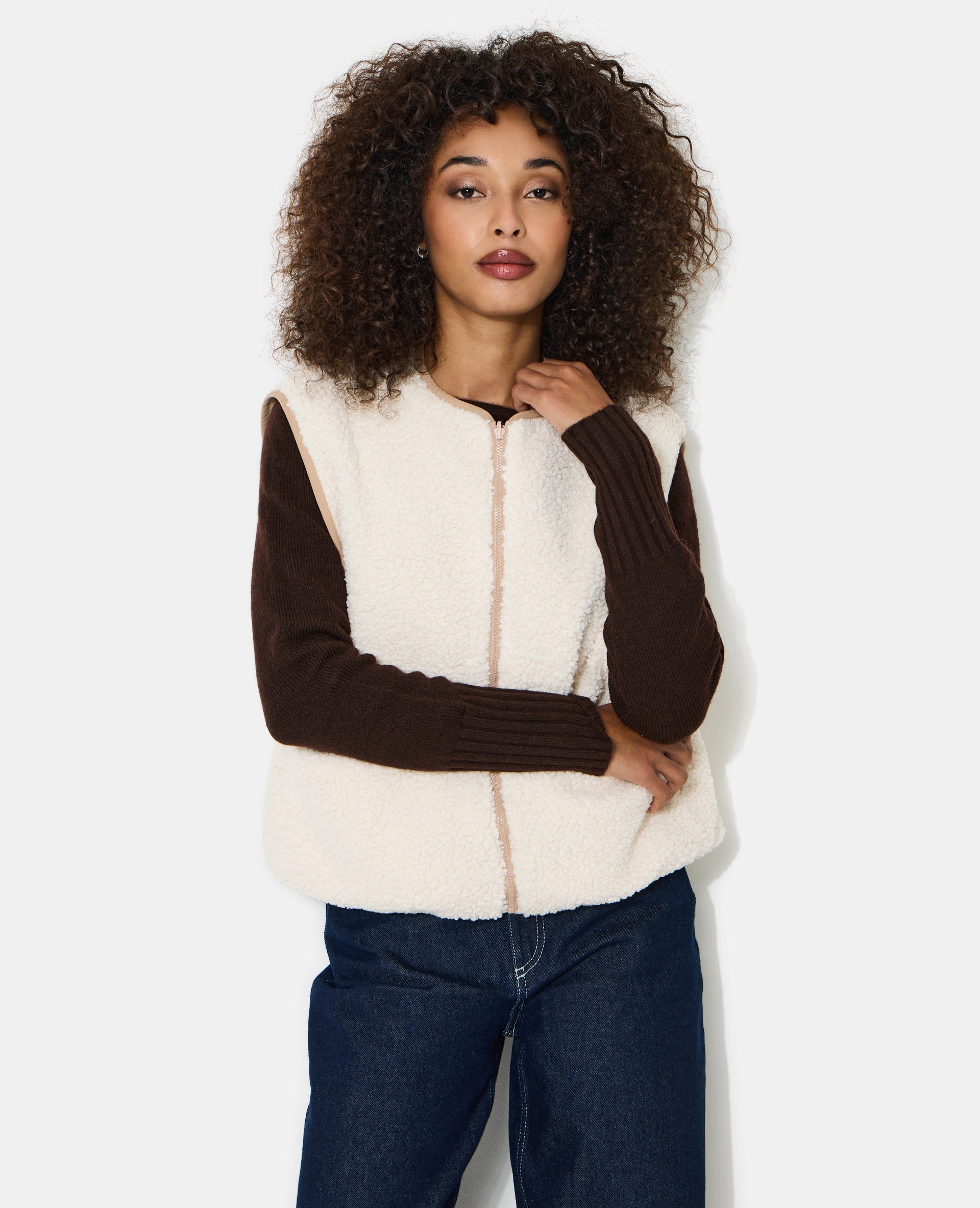 Veste sans manches réversible avec sherpa