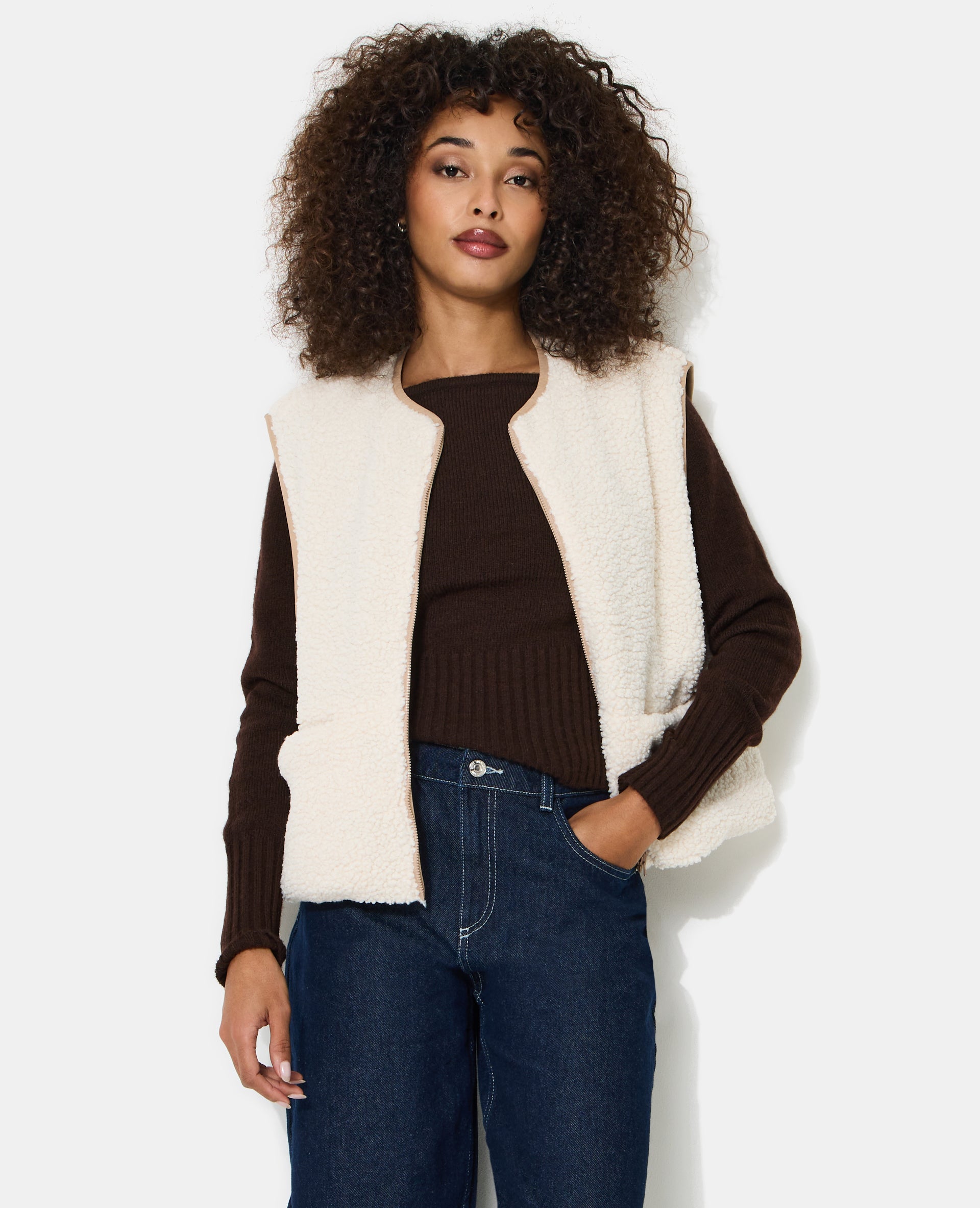 Veste sans manches réversible avec sherpa
