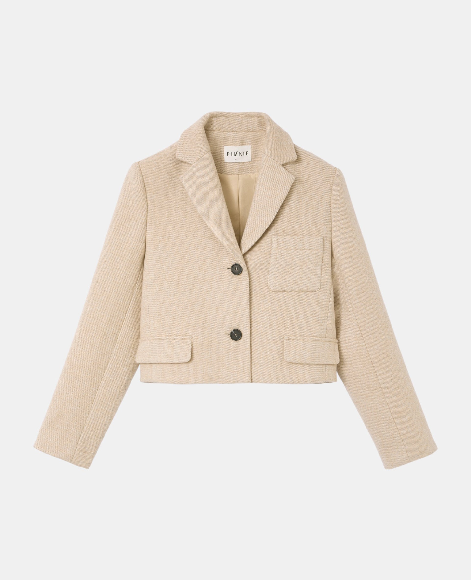 Veste blazer courte en tissu épais avec laine