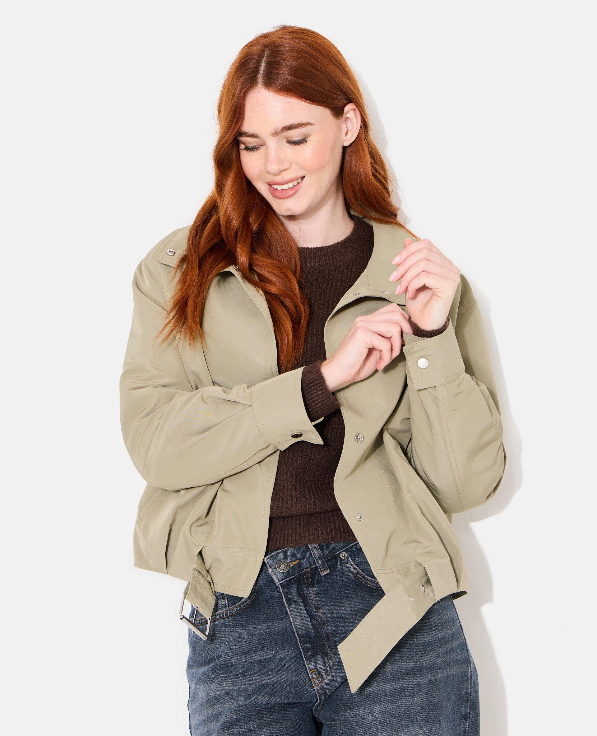 Blouson boule effet trench avec col montant