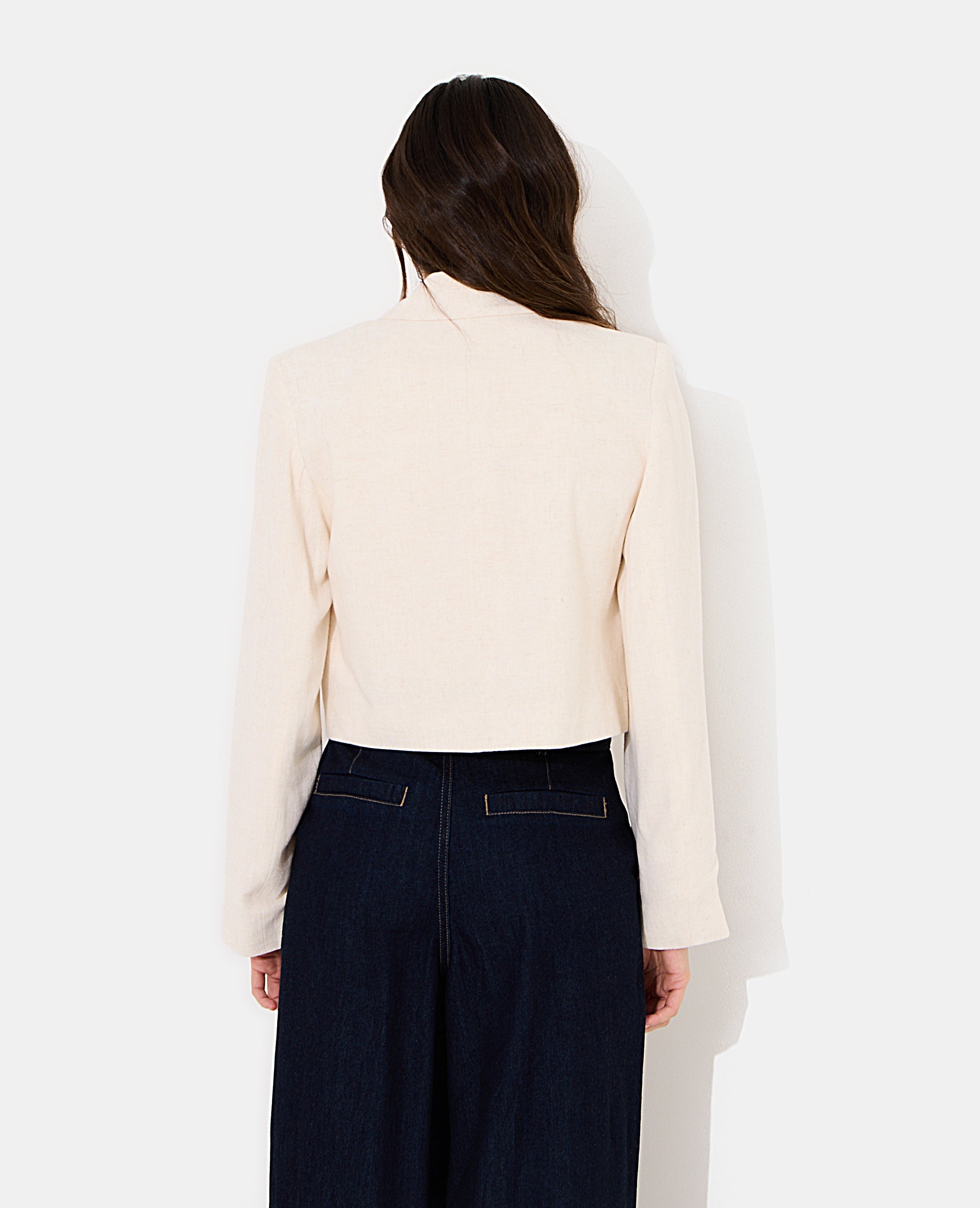 Veste blazer courte avec lin