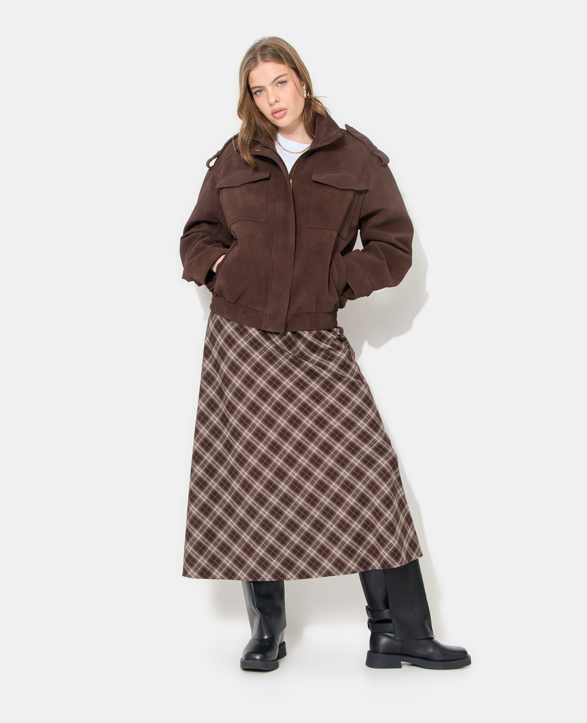 Blouson en suédine col montant