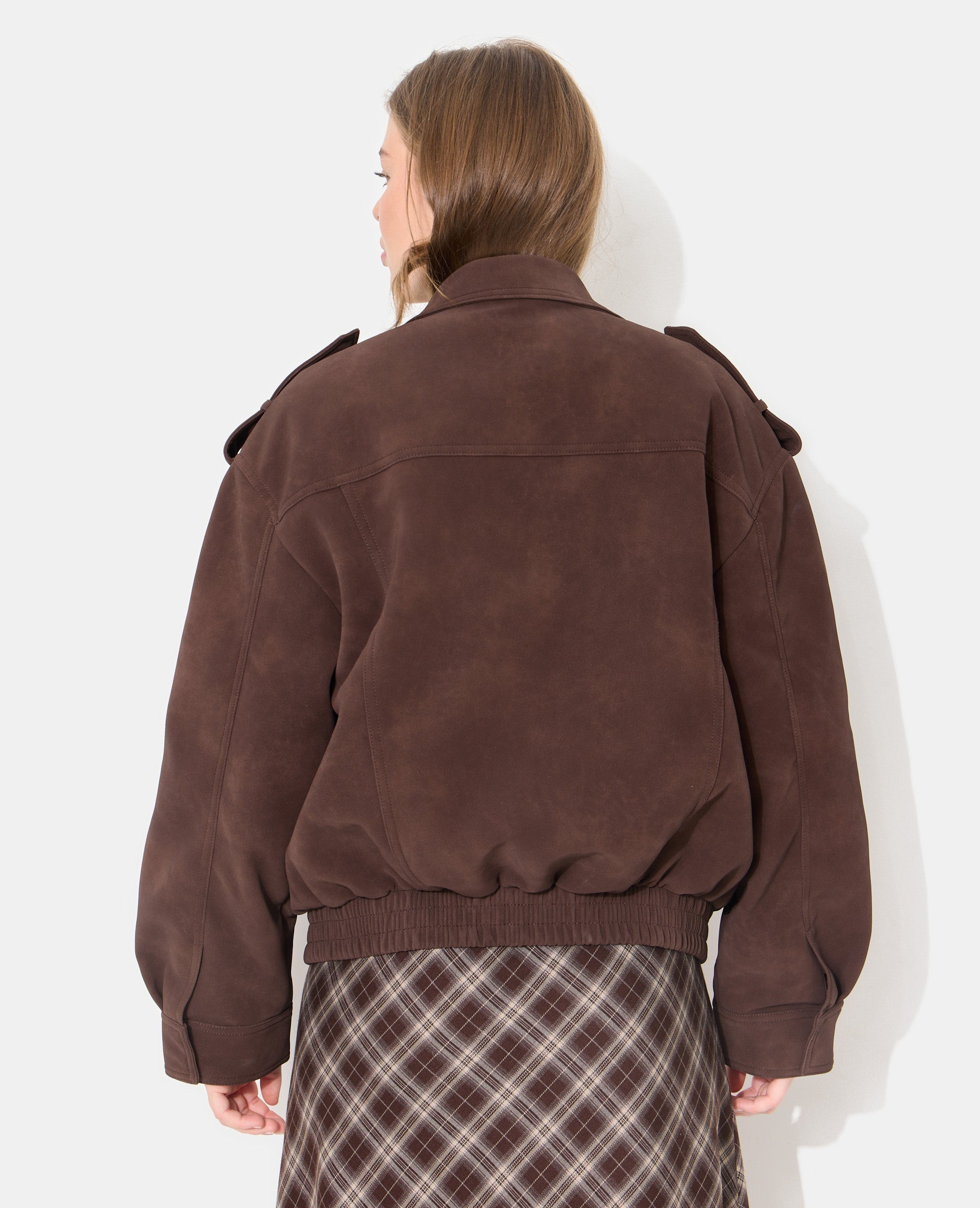 Blouson en suédine col montant