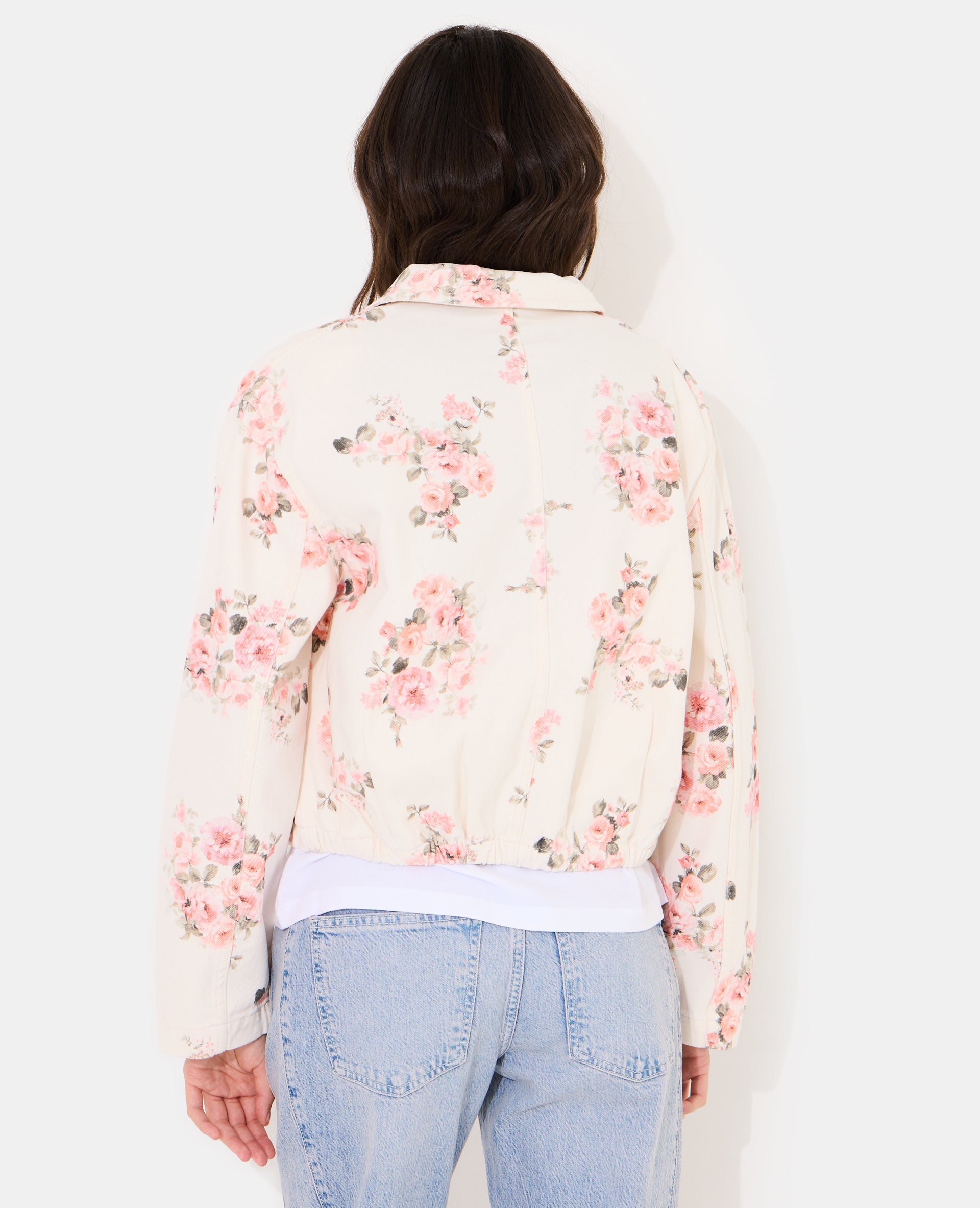 Veste boule en toile motif fleurs