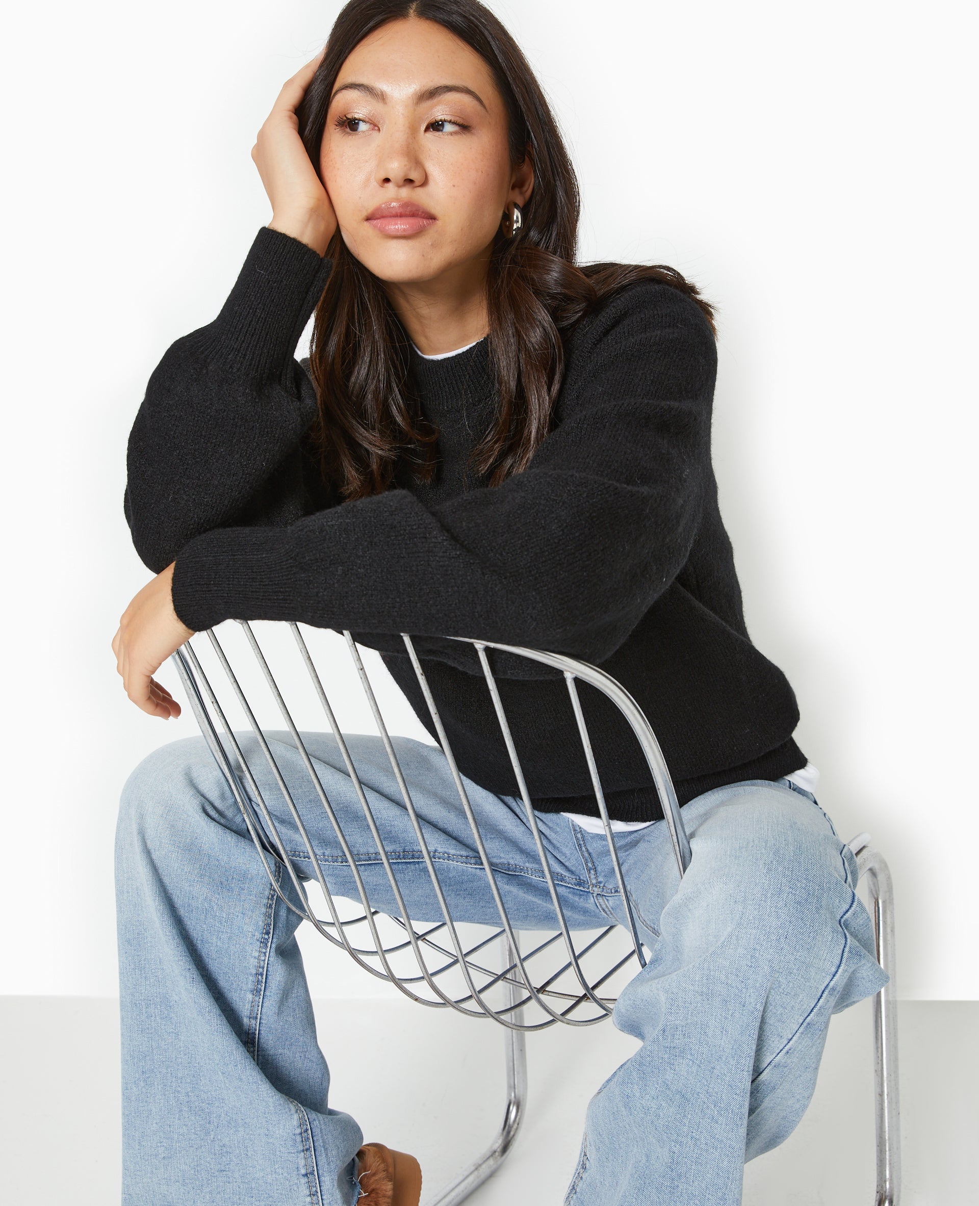 Pull oversize col rond manches raglans