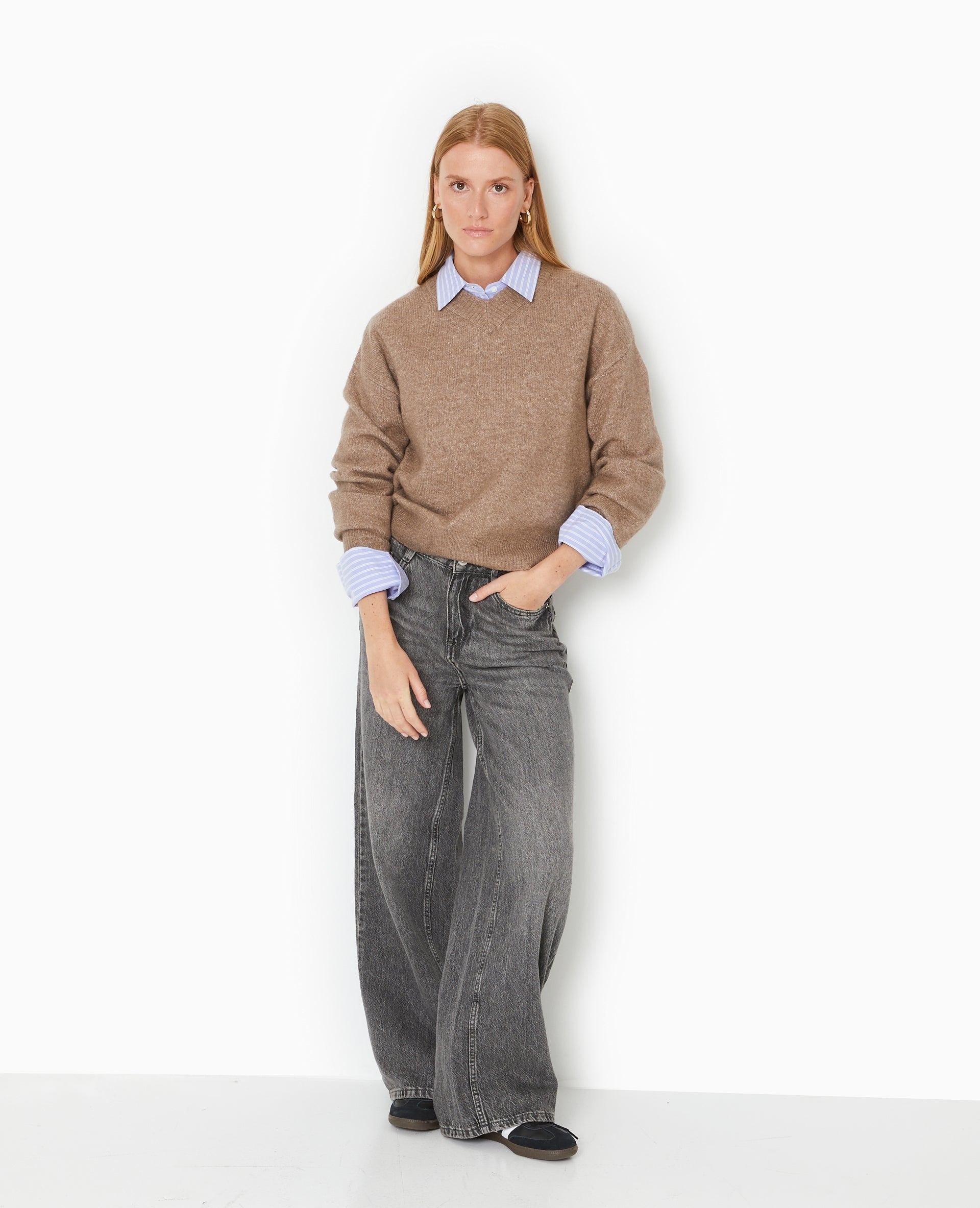 Pull col V en maille