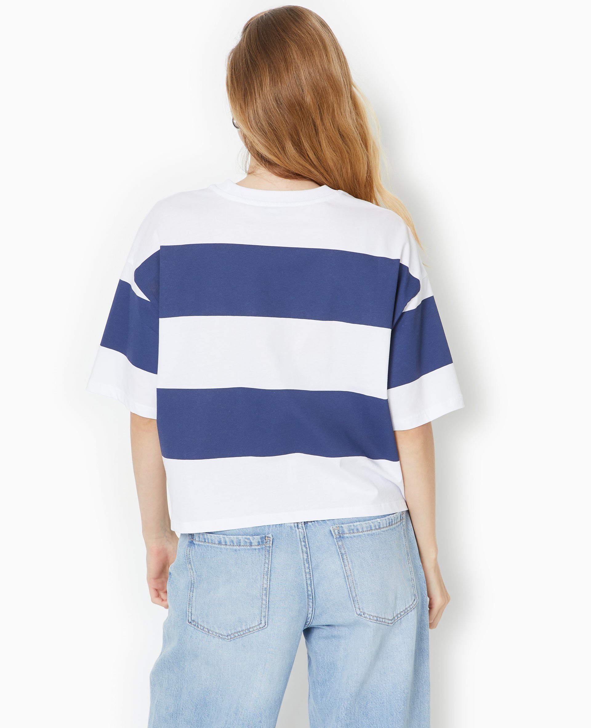 T-shirt ample et court larges rayures