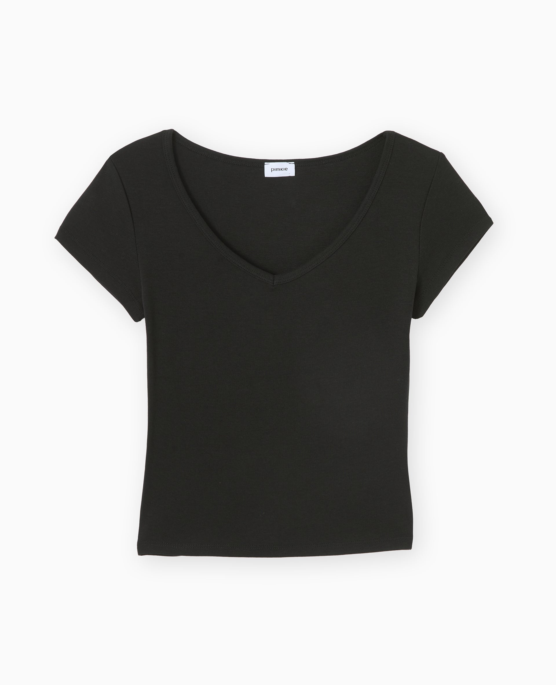 T-shirt court col V