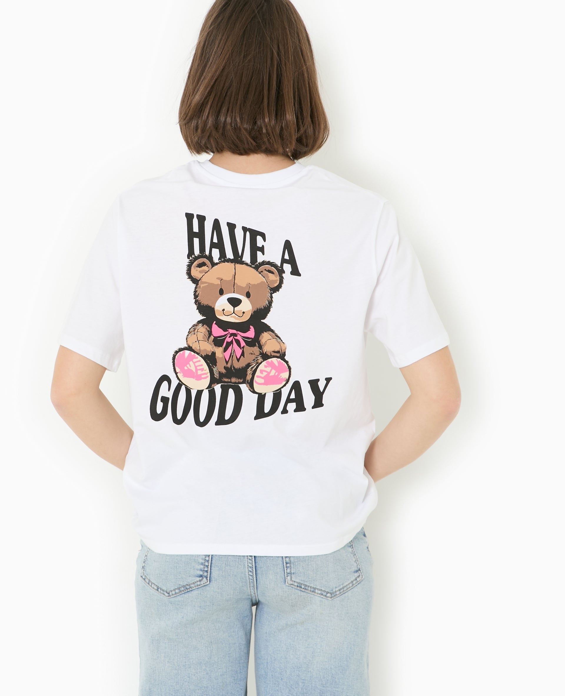 T-shirt ample avec print poitrine et dos