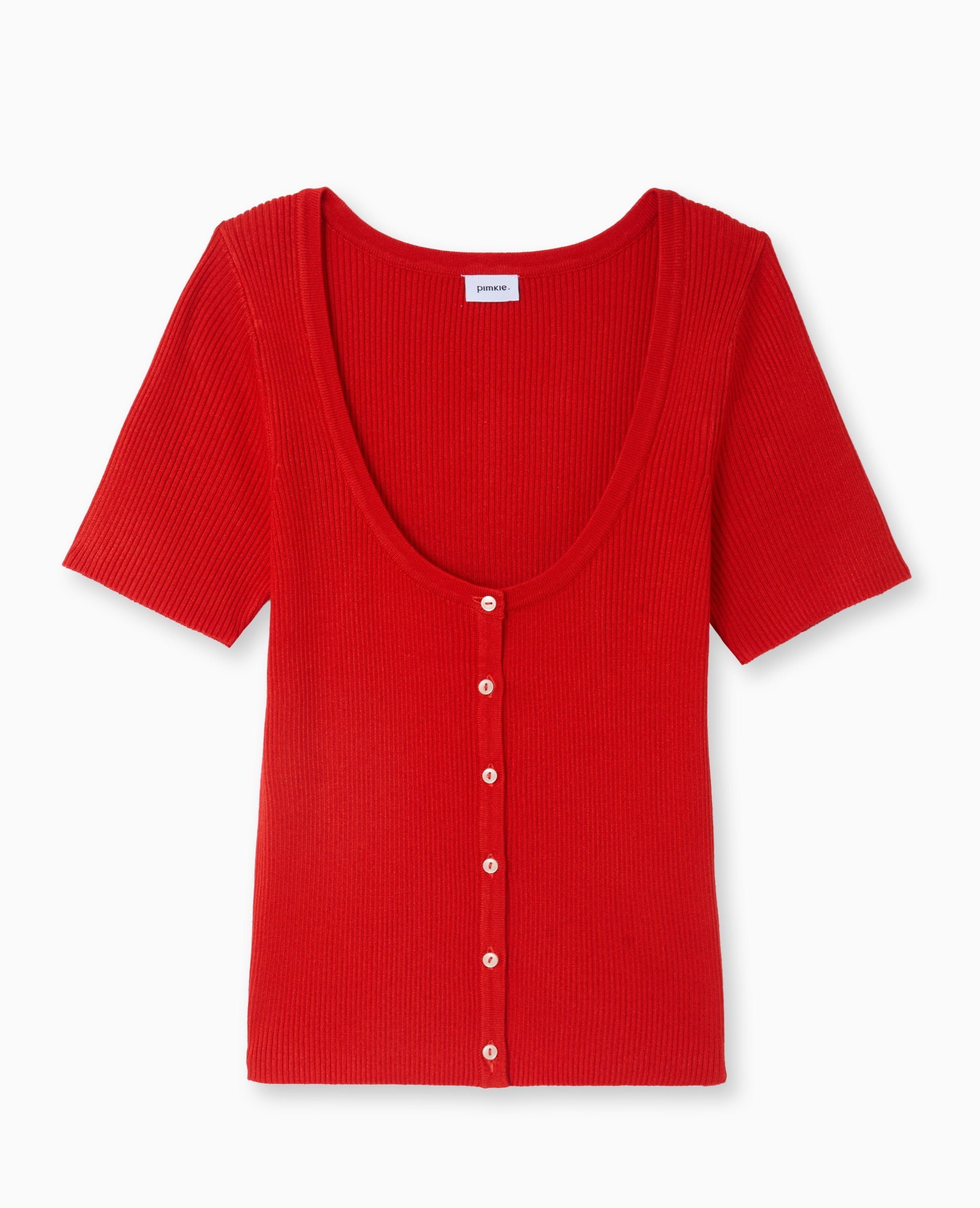 T-shirt boutonné en maille côtelée