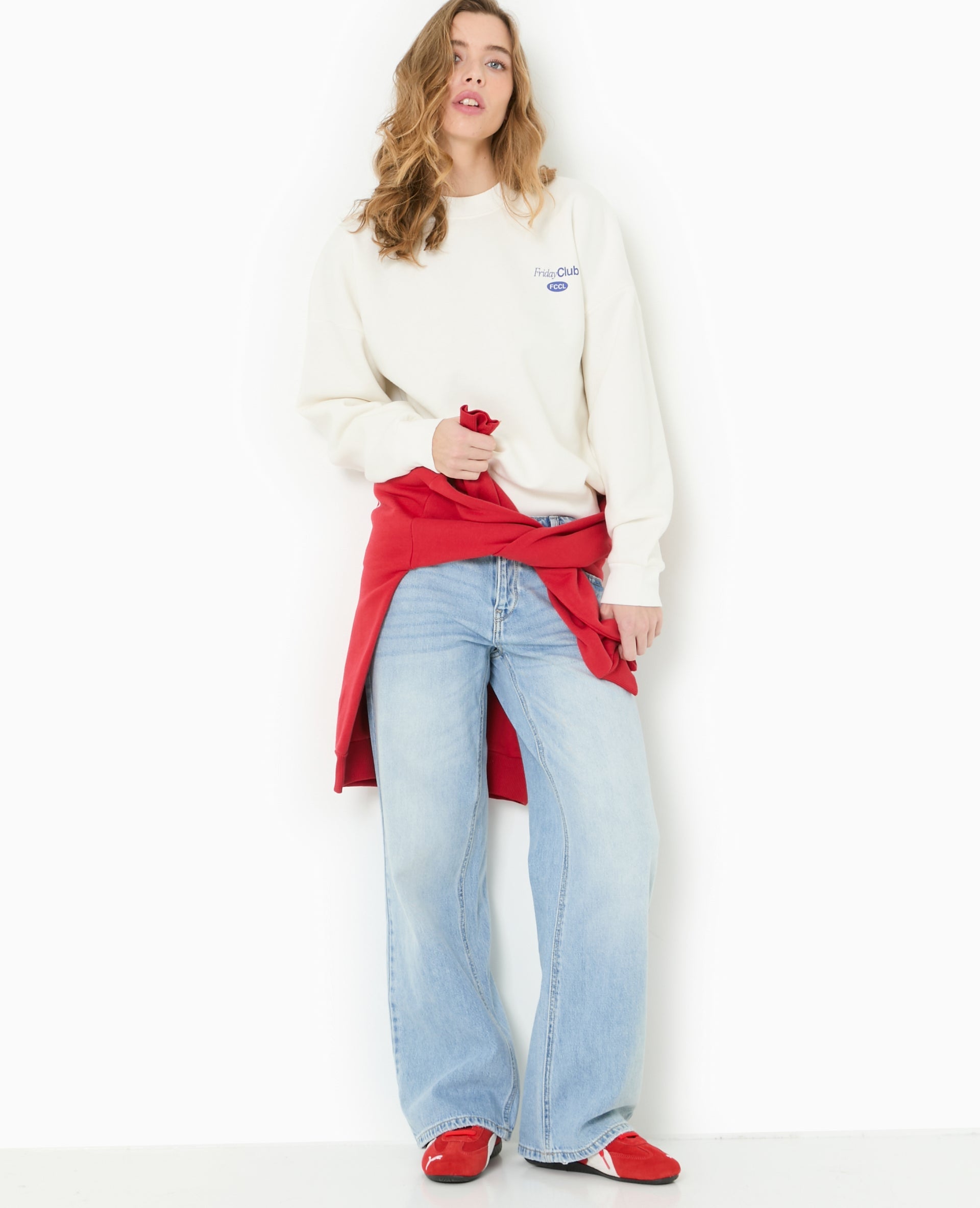 Sweat oversize avec print poitrine et dos