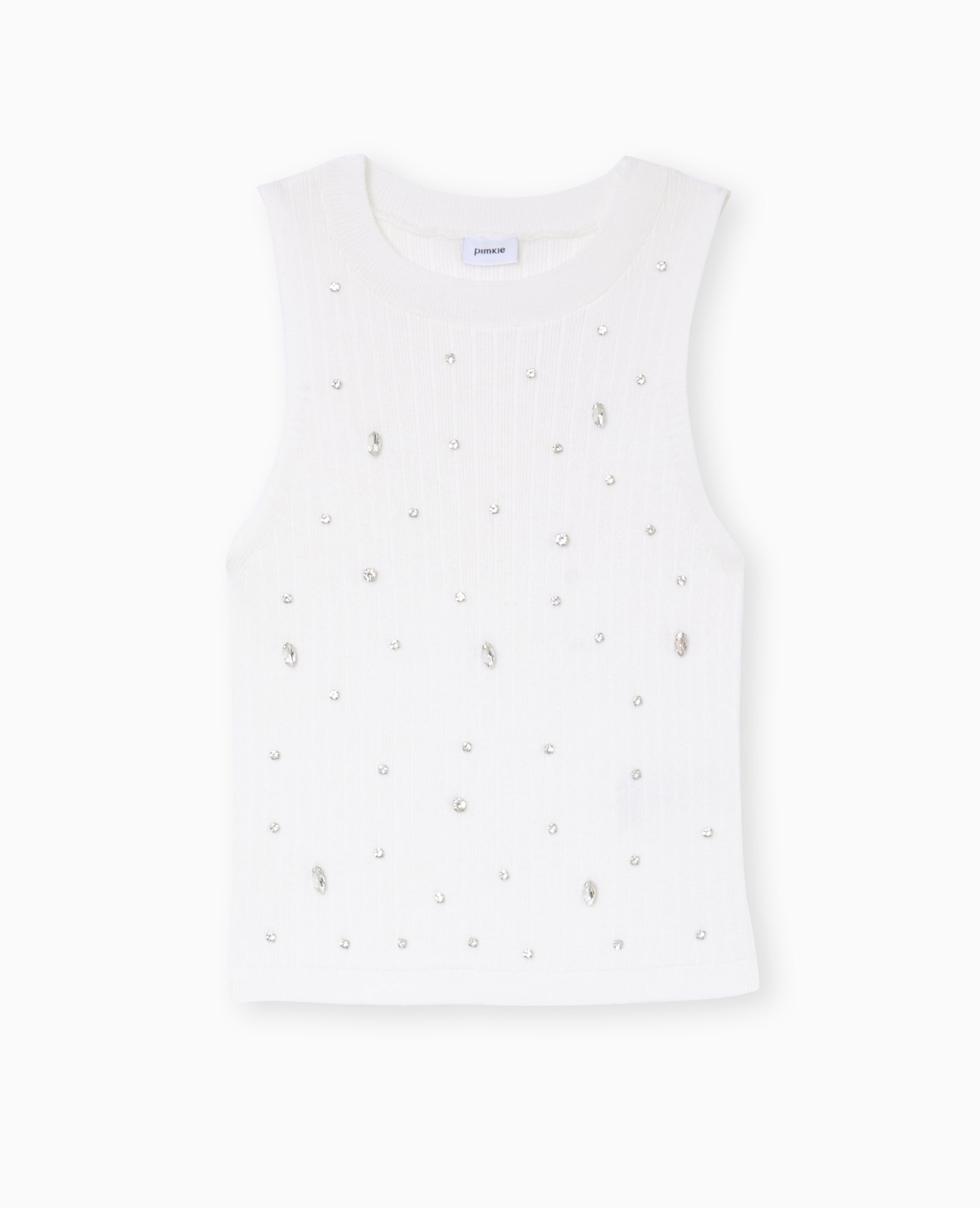 Top sans manches en maille avec strass