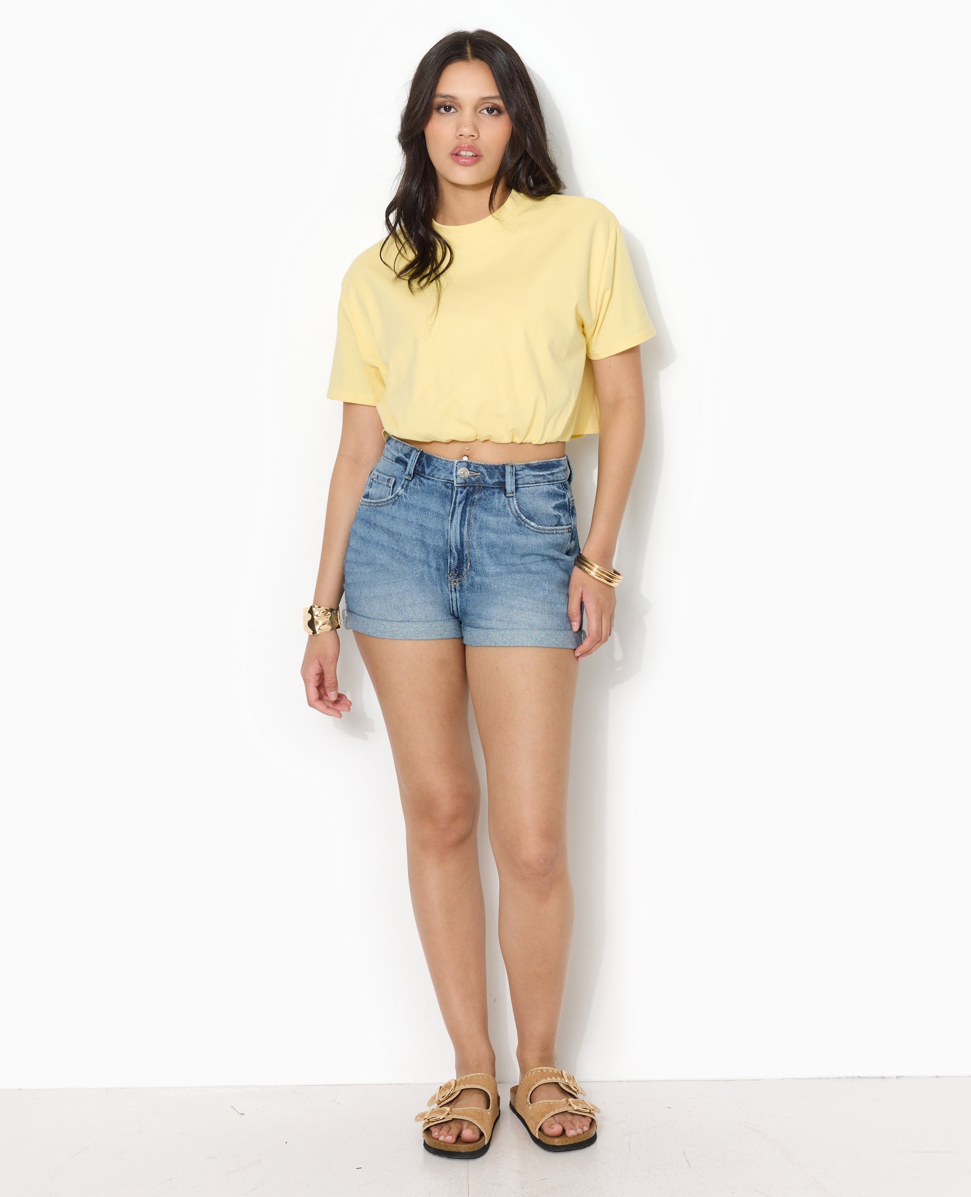 T-shirt court avec détail élastique