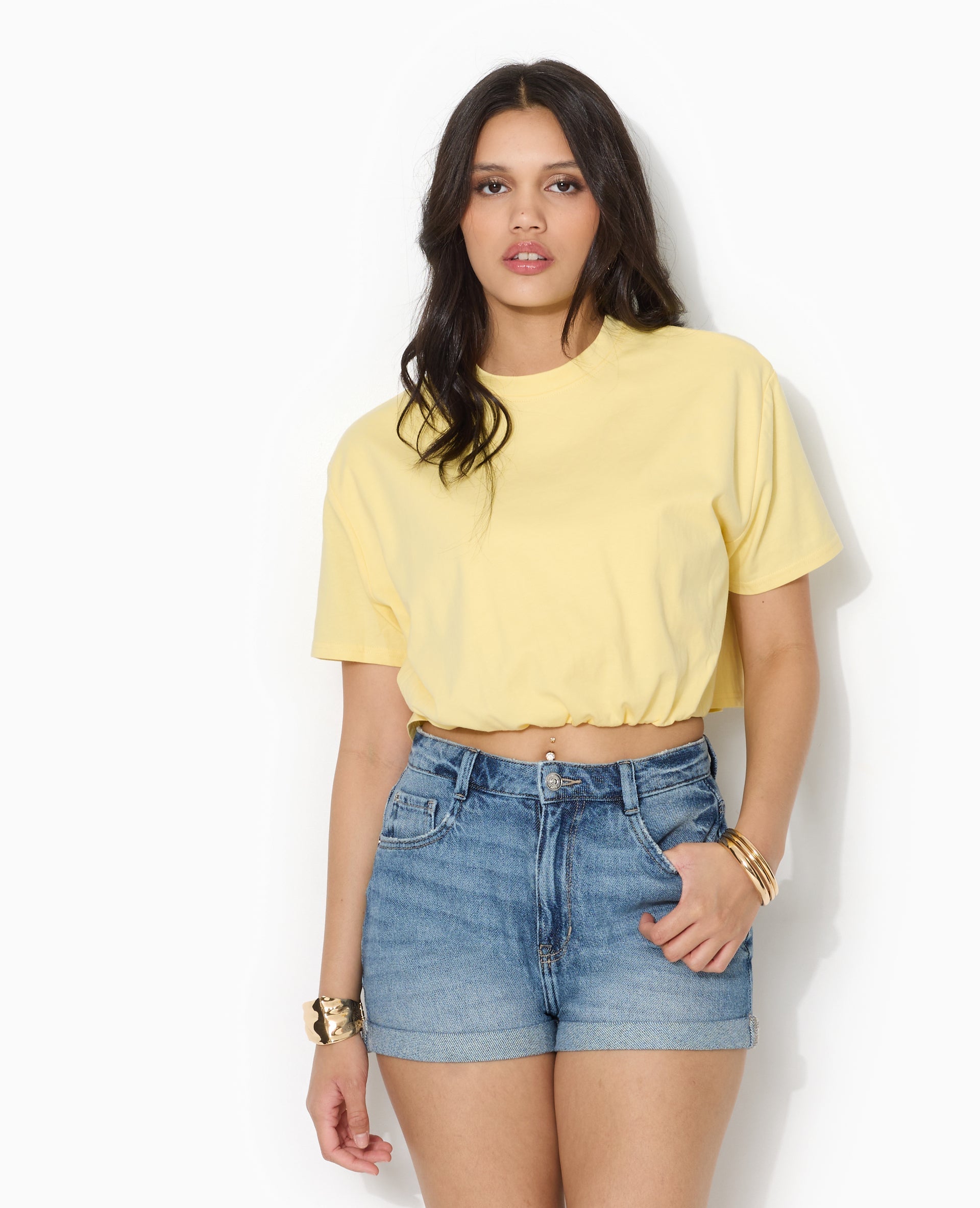 T-shirt court avec détail élastique