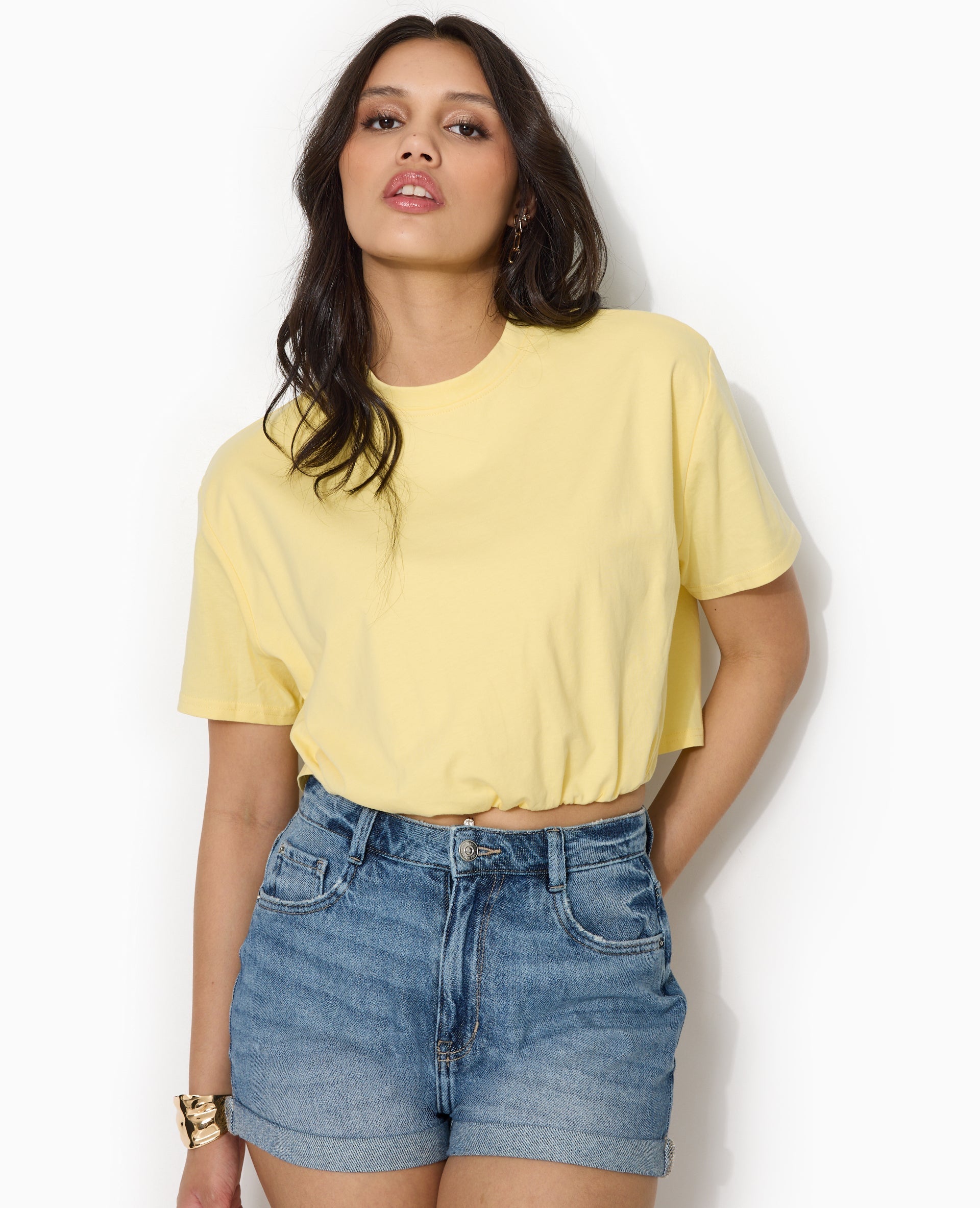 T-shirt court avec détail élastique