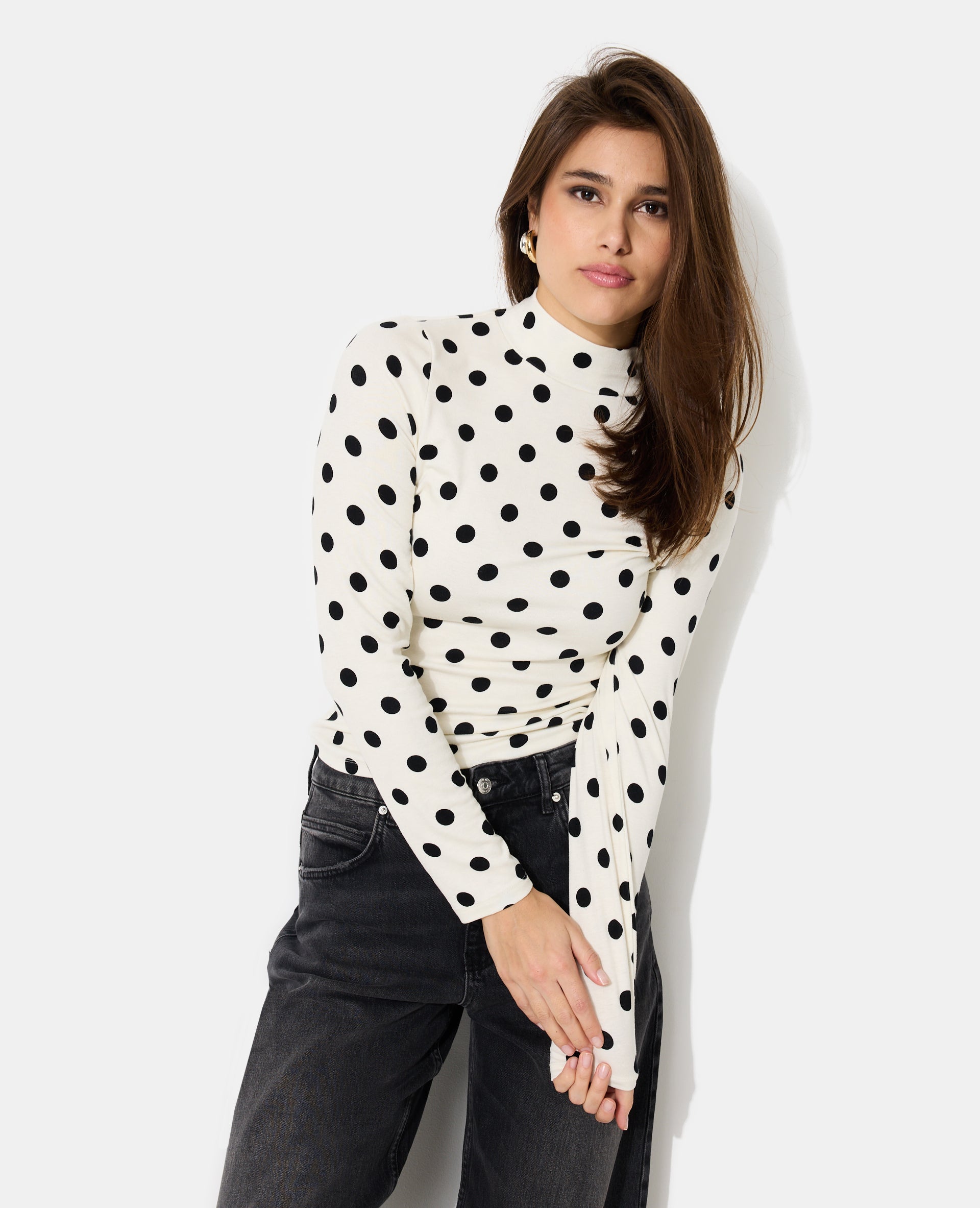 T-shirt manches longues motifs pois