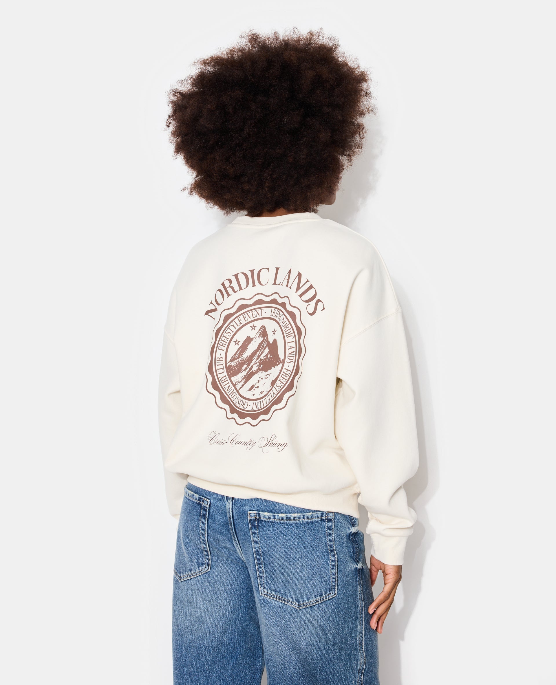 Sweat oversize avec print poitrine et dos