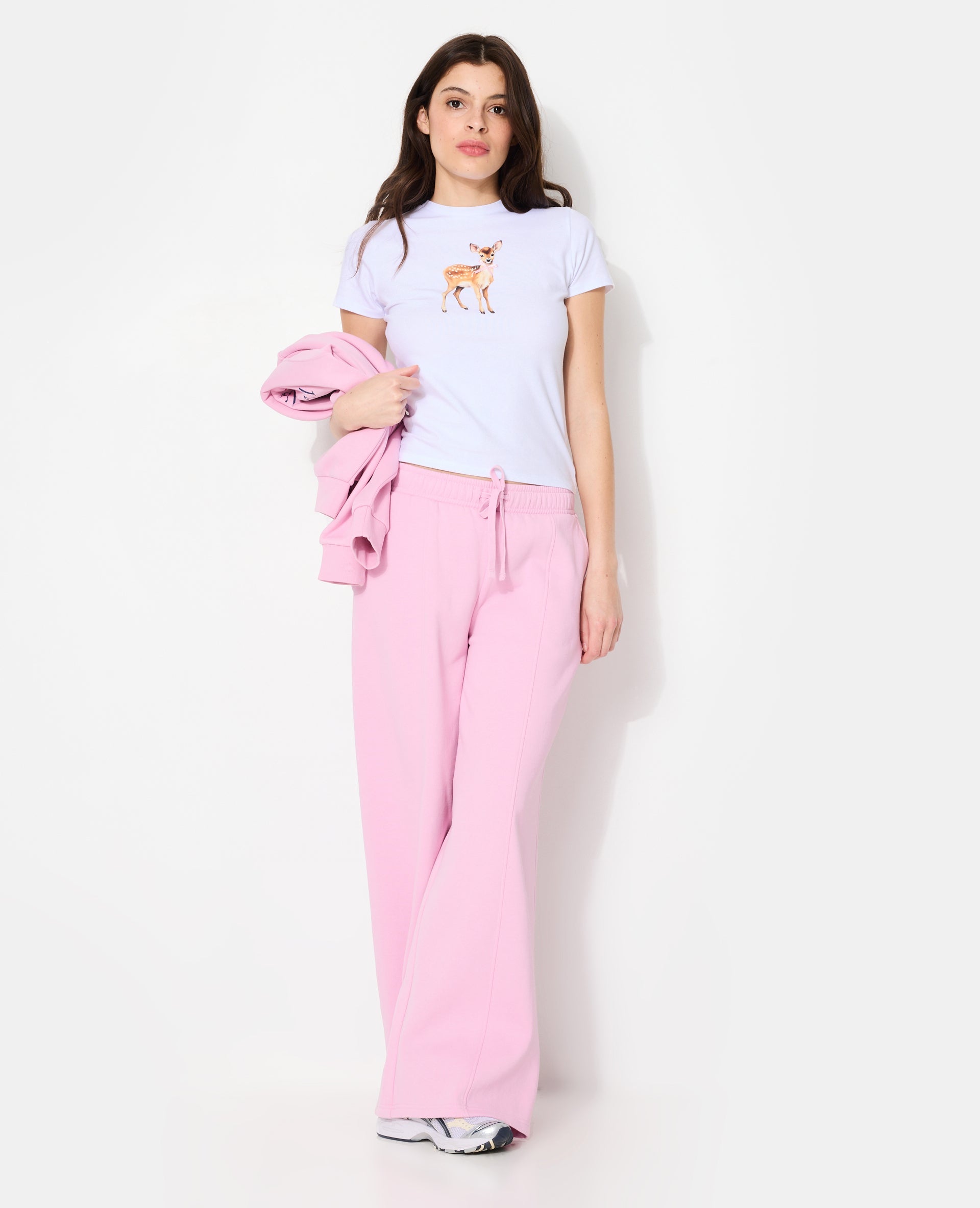 T-shirt ajusté avec print faon + nœud cousu