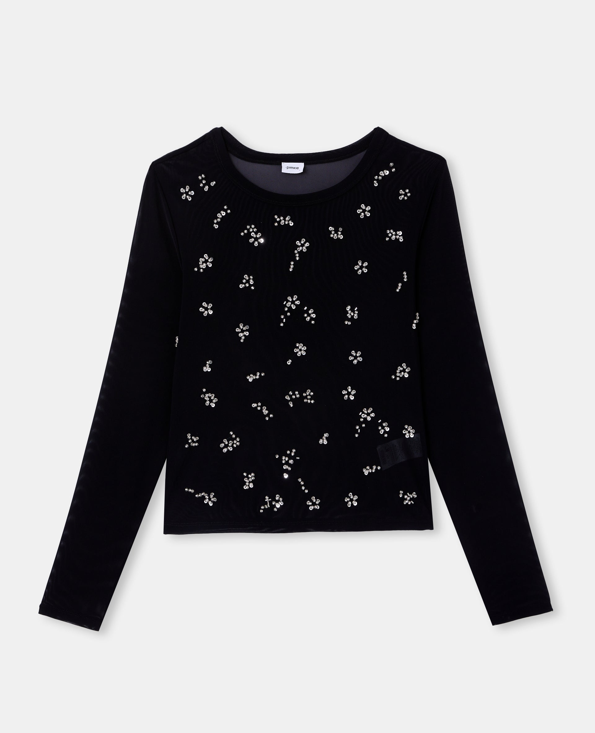 Top en résille avec perles et sequins