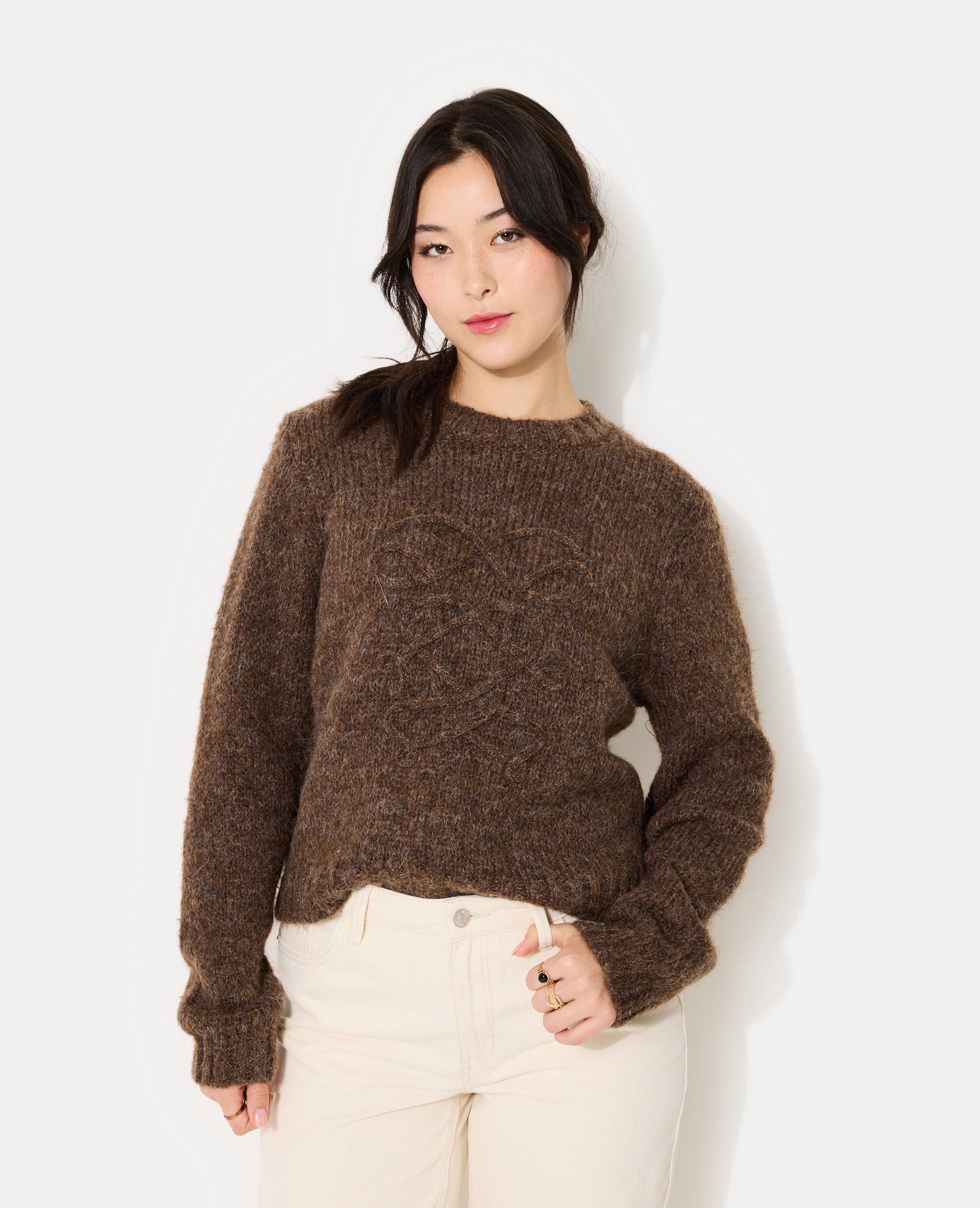 Pull en maille mélangée avec détail fantaisie