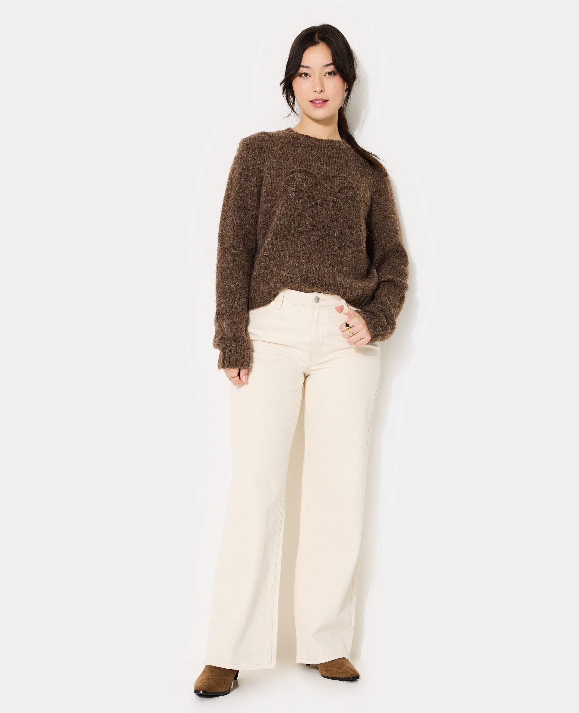 Pull en maille mélangée avec détail fantaisie