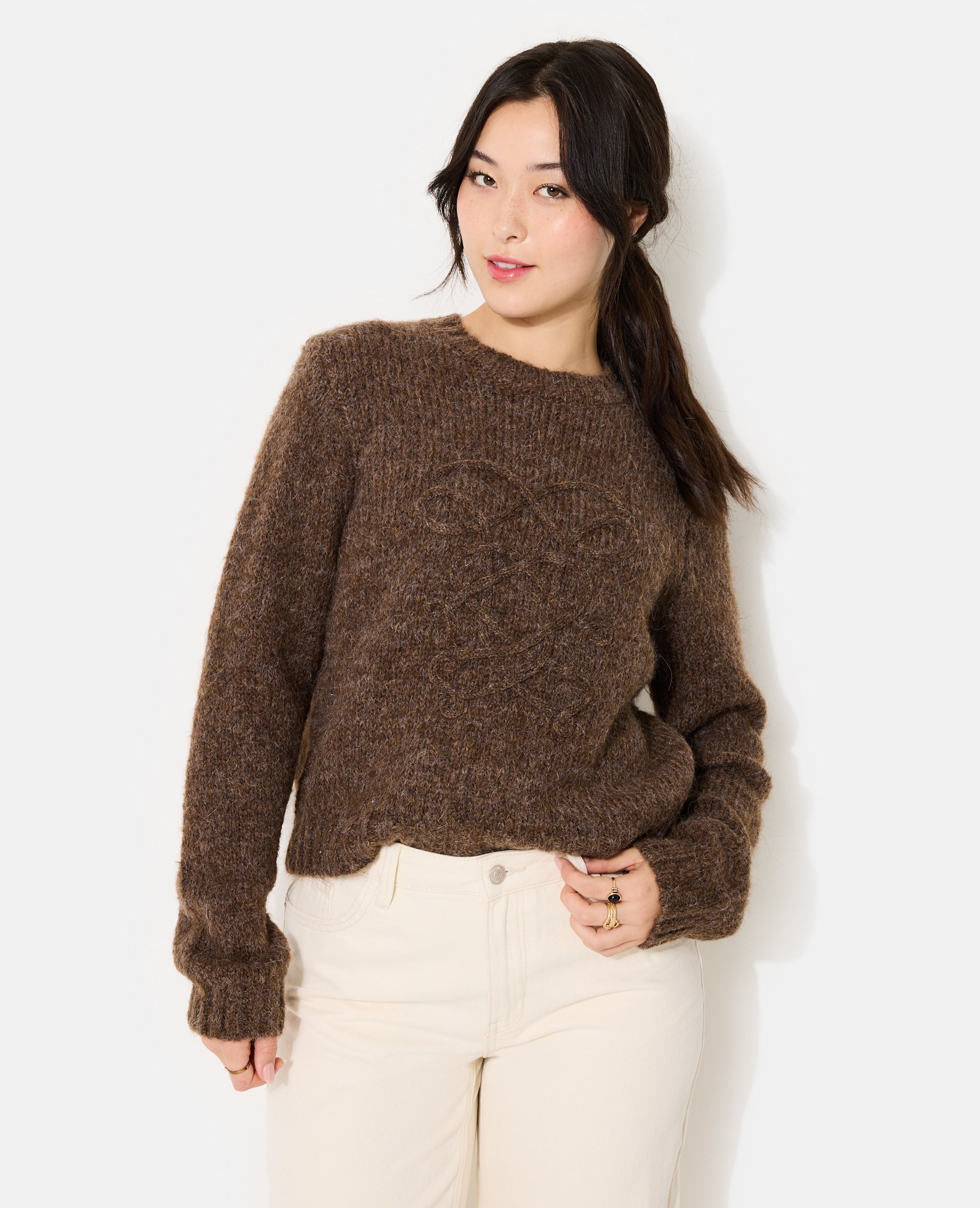 Pull en maille mélangée avec détail fantaisie
