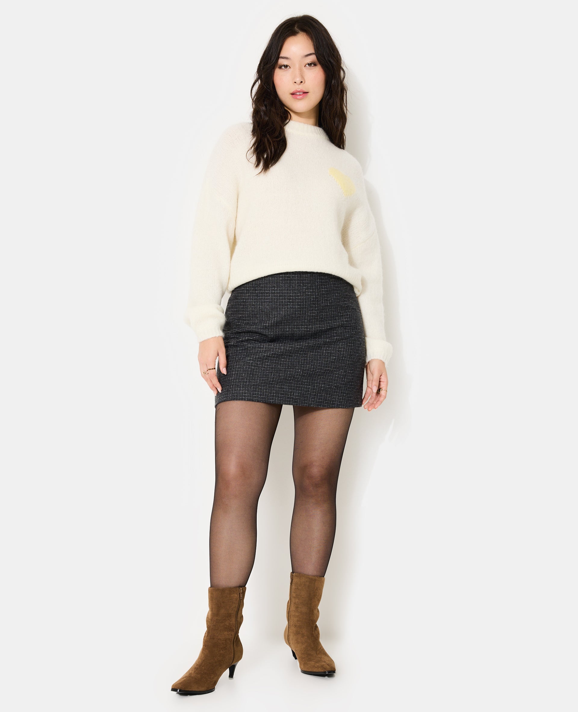 Pull contenant mohair et laine avec cœur