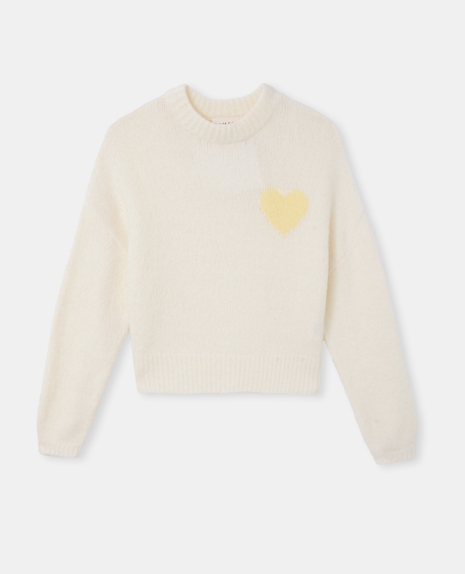 Pull contenant mohair et laine avec cœur