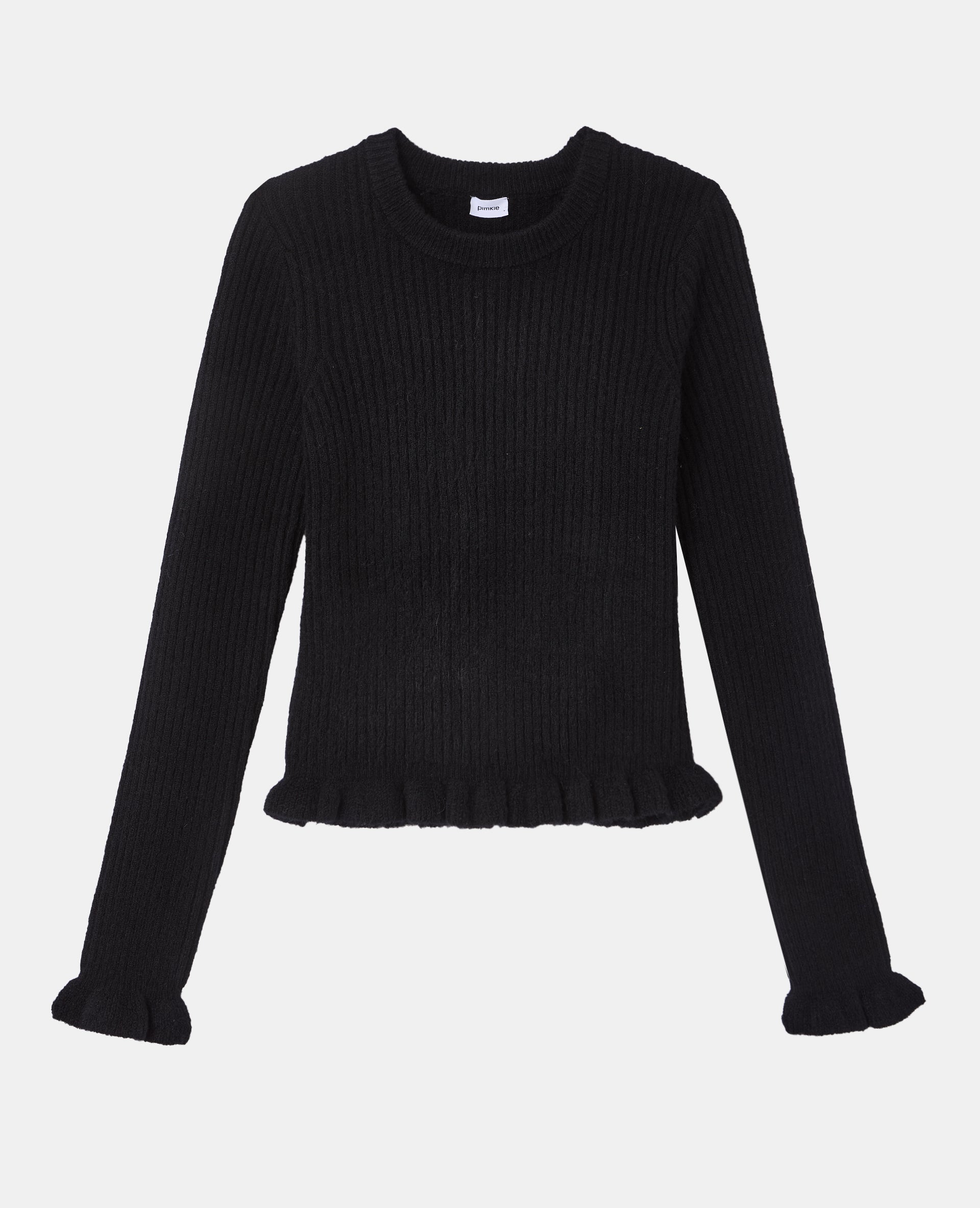 Pull en maille côtelée avec finitions ondulées