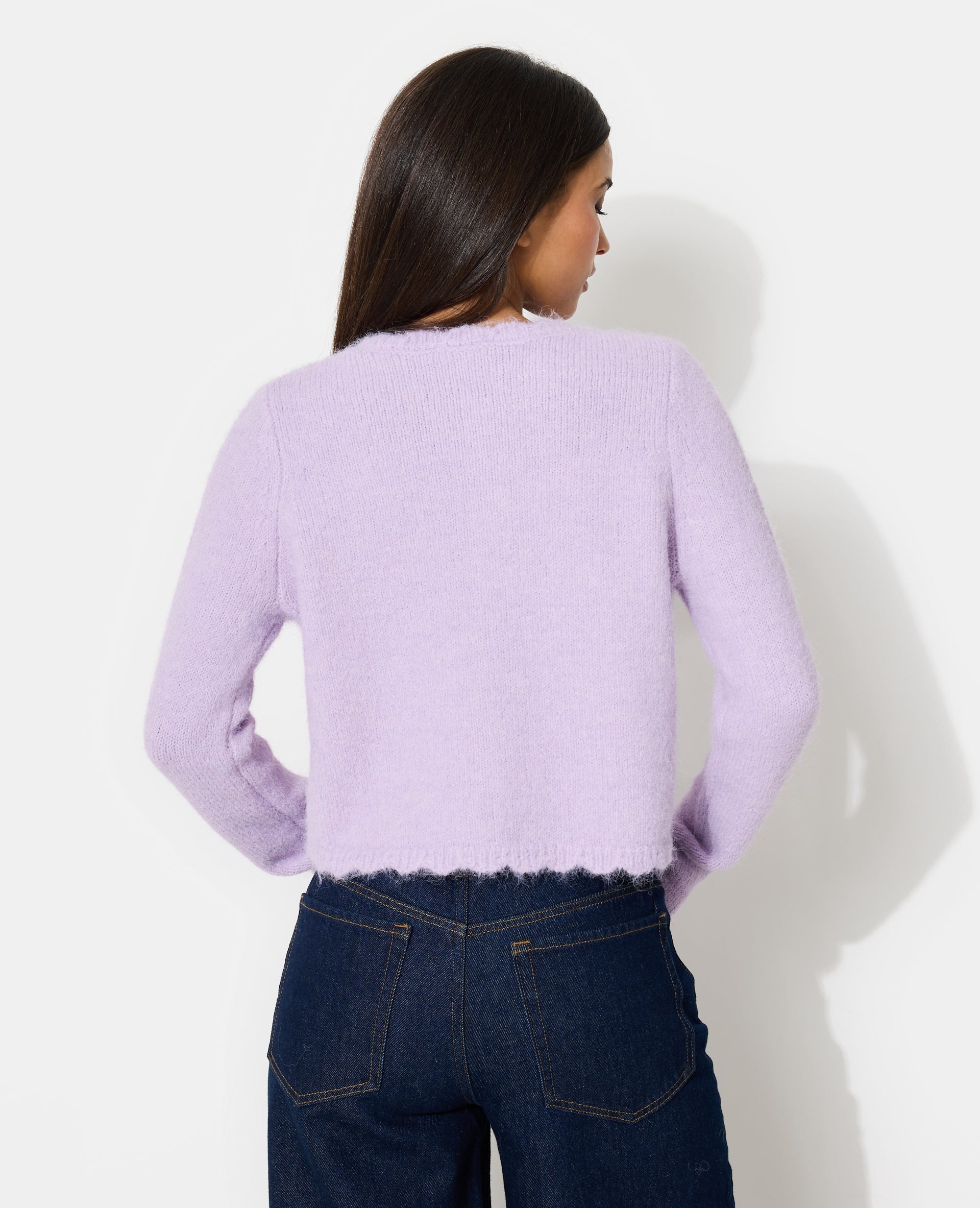 Gilet col rond avec boutons bijoux