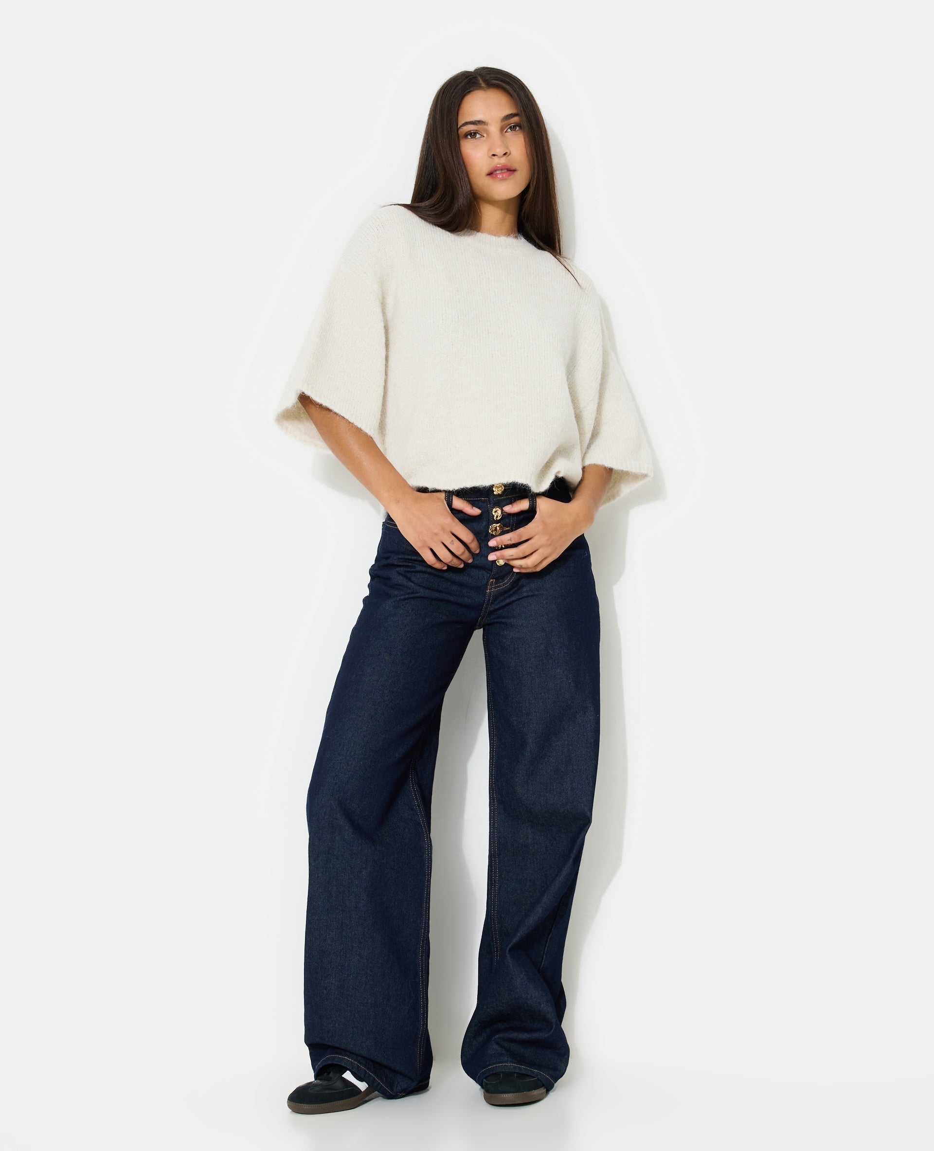 Pull manches courtes avec laine