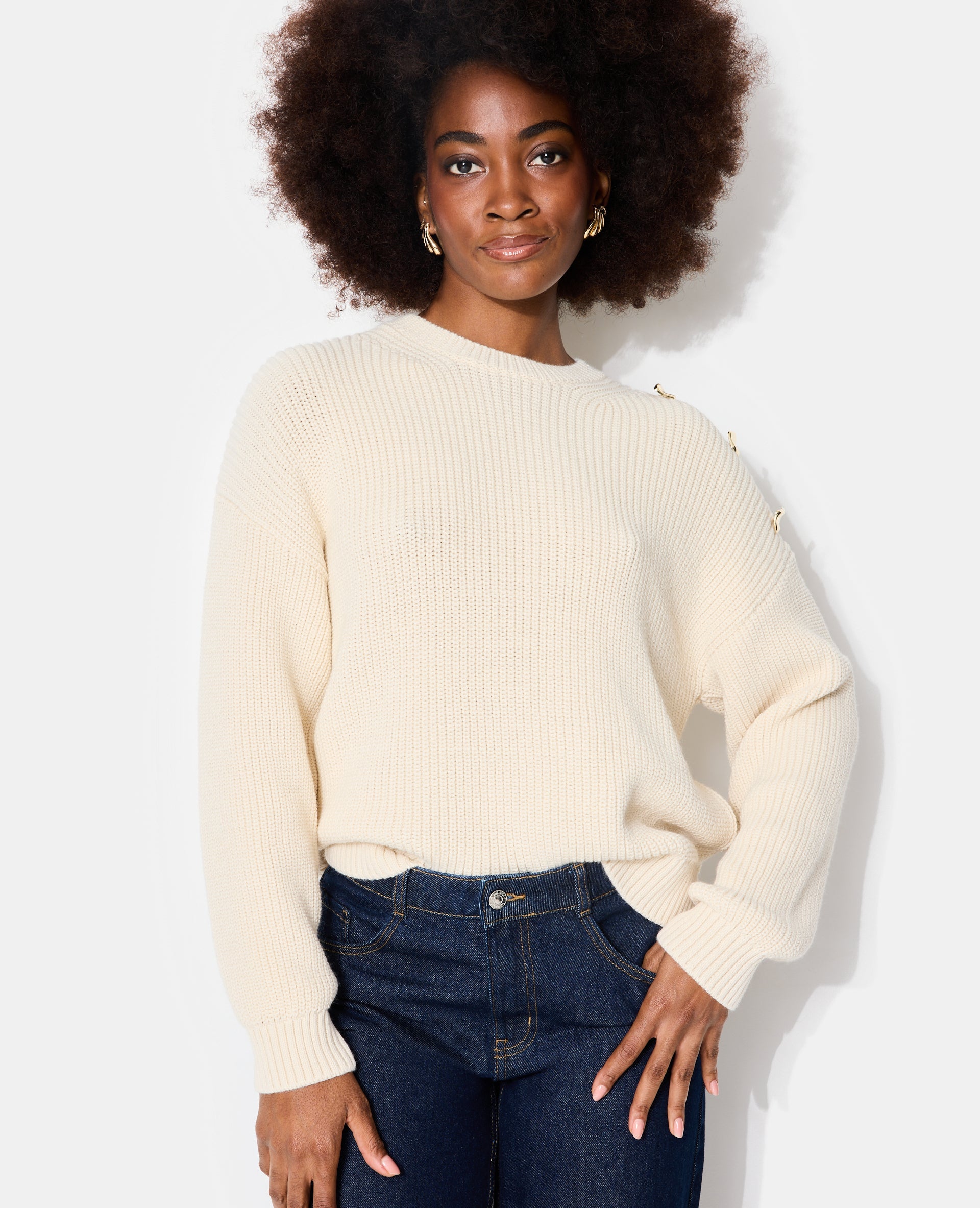 Pull oversize avec écharpe amovible