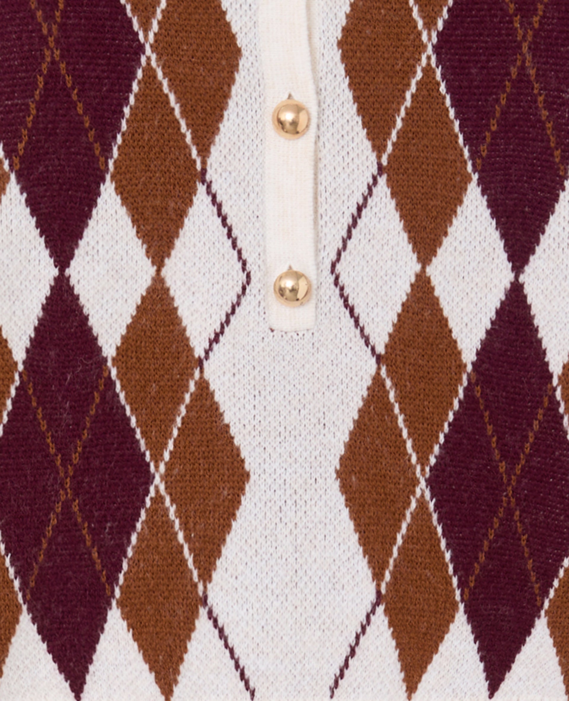 Pull col polo motif losanges