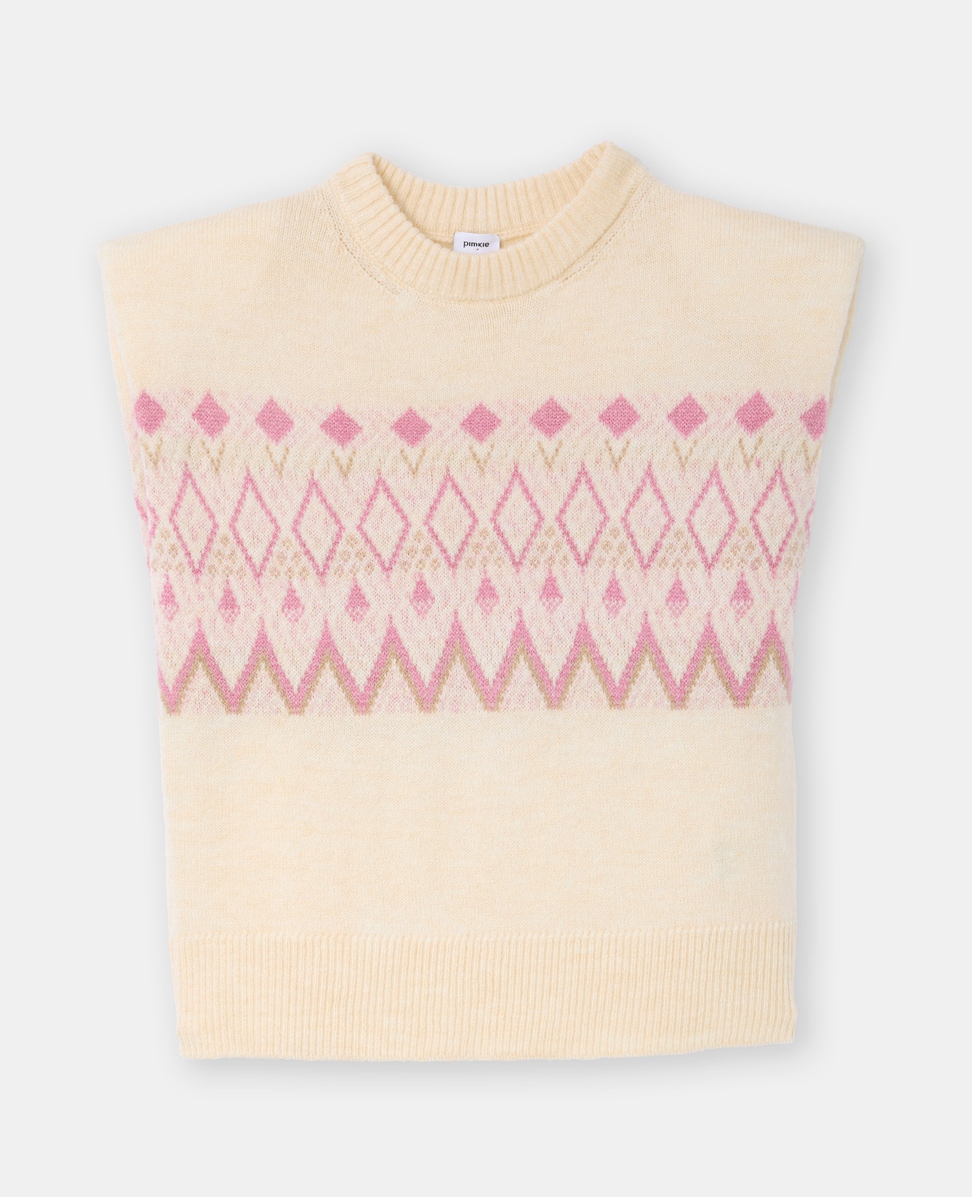 Pull sans manches motif jacquard