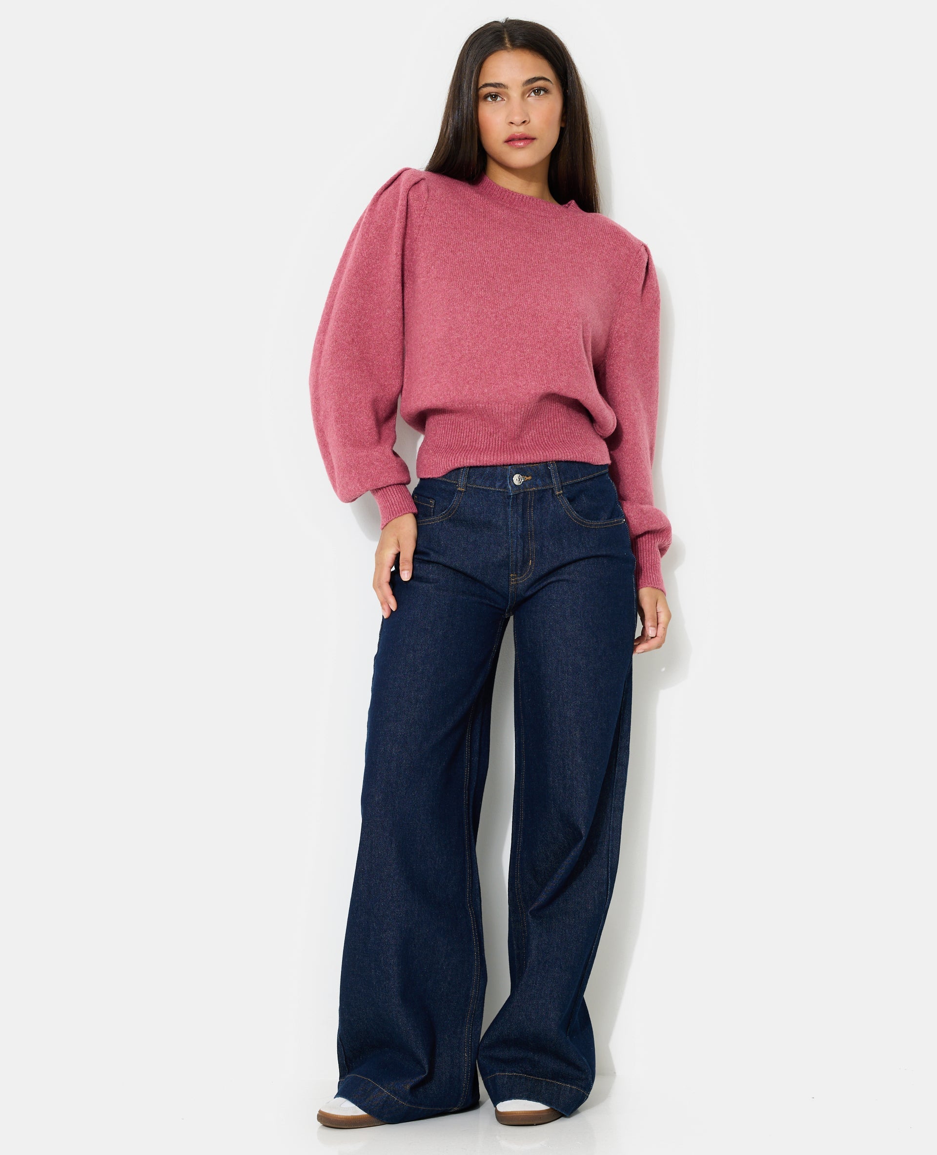 Pull en maille avec épaulettes et manches ballons