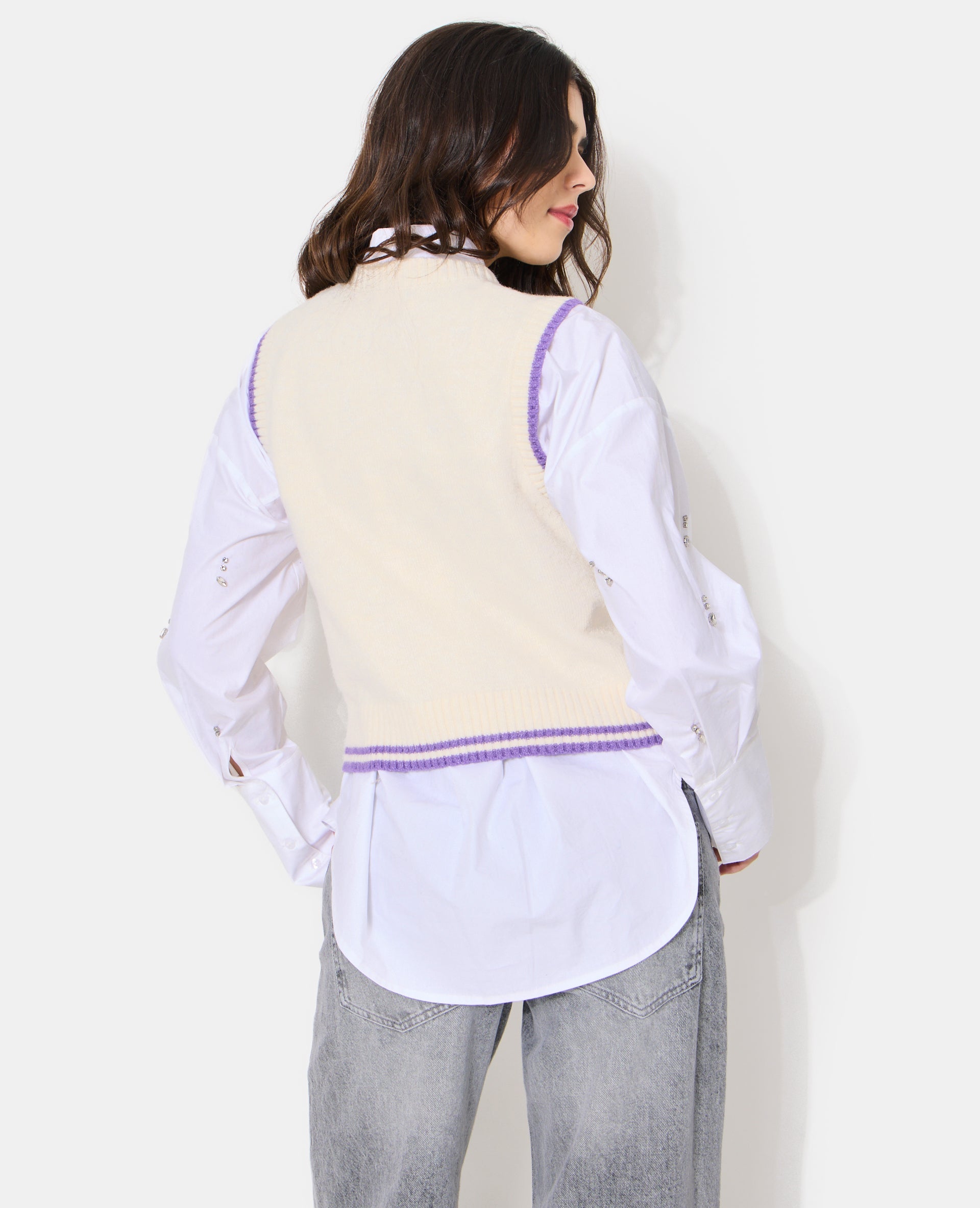 Pull sans manches avec tulipes