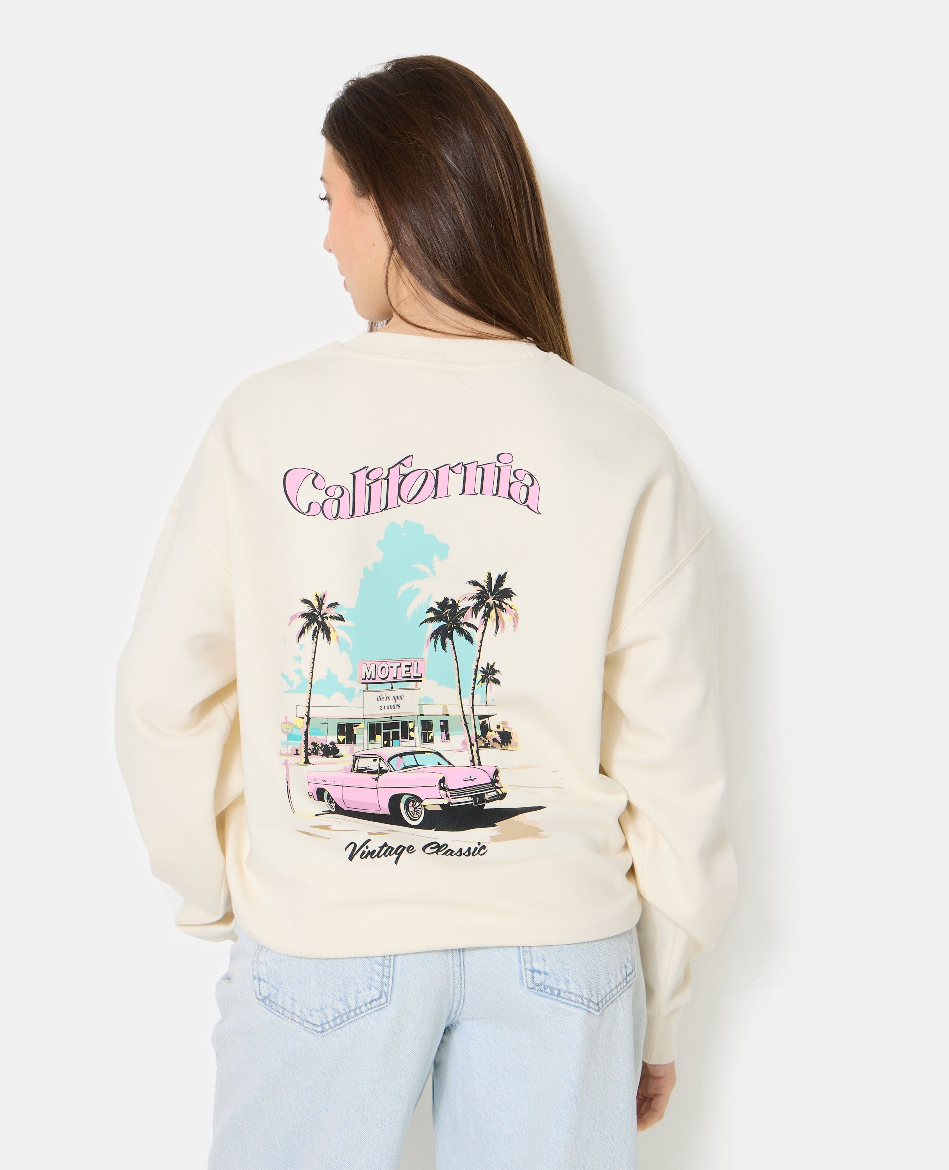 Sweat oversize avec print poitrine et dos