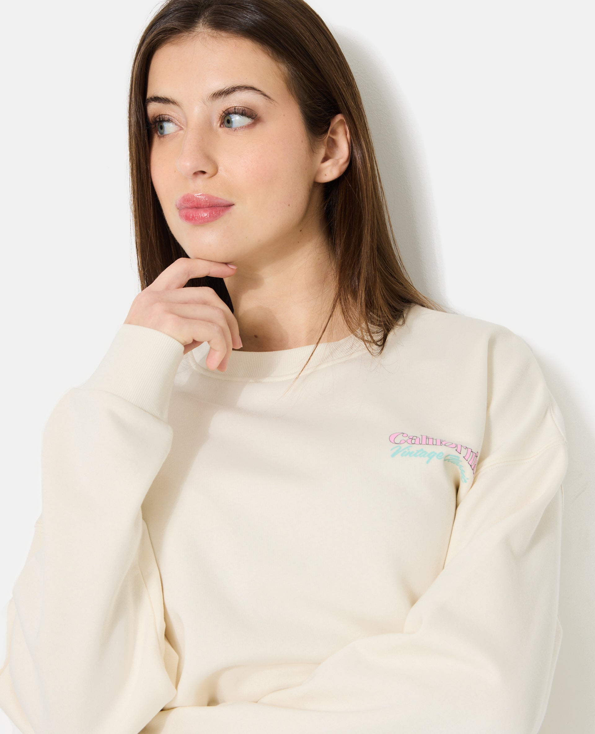 Sweat oversize avec print poitrine et dos