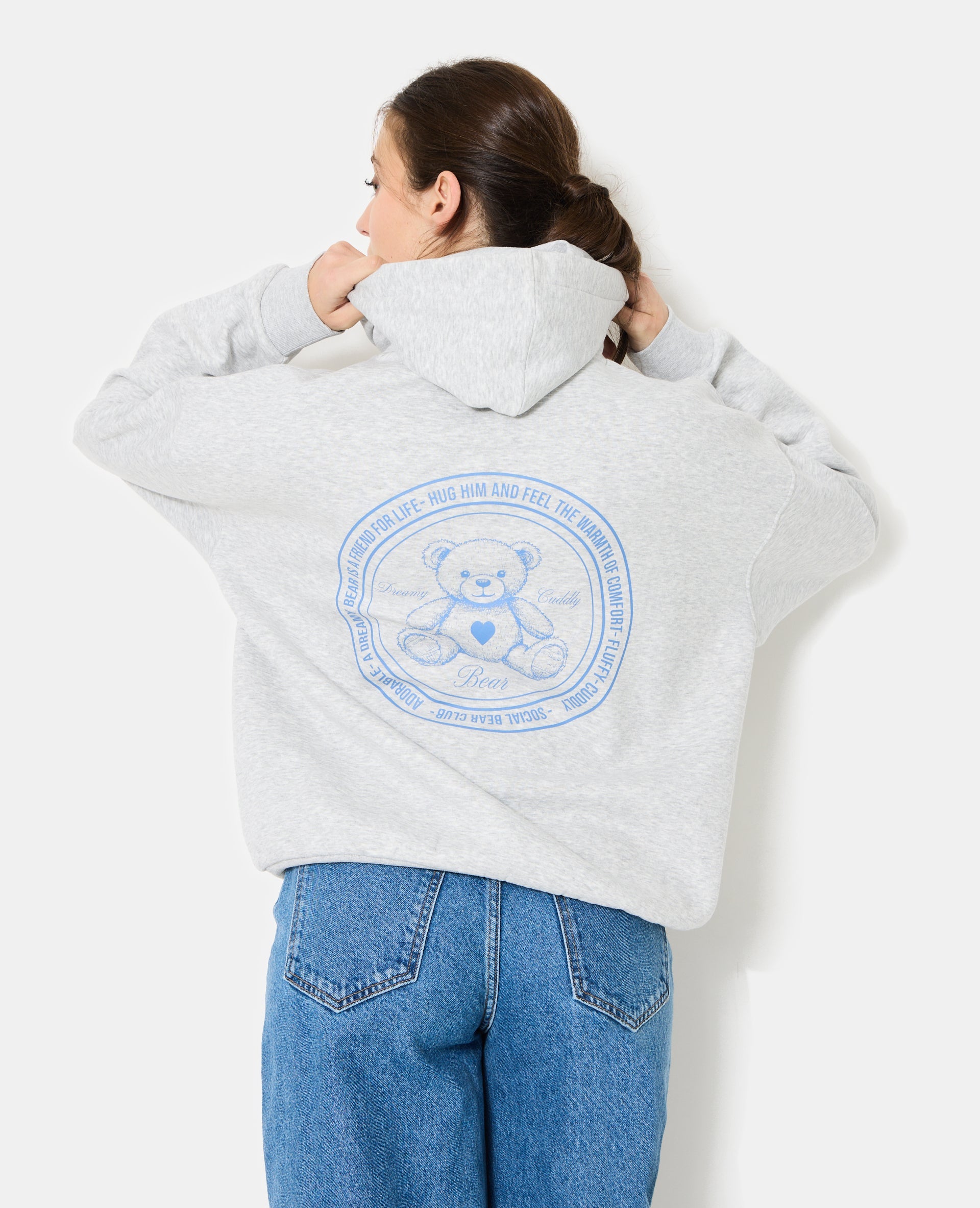 Sweat capuche oversize avec ourson