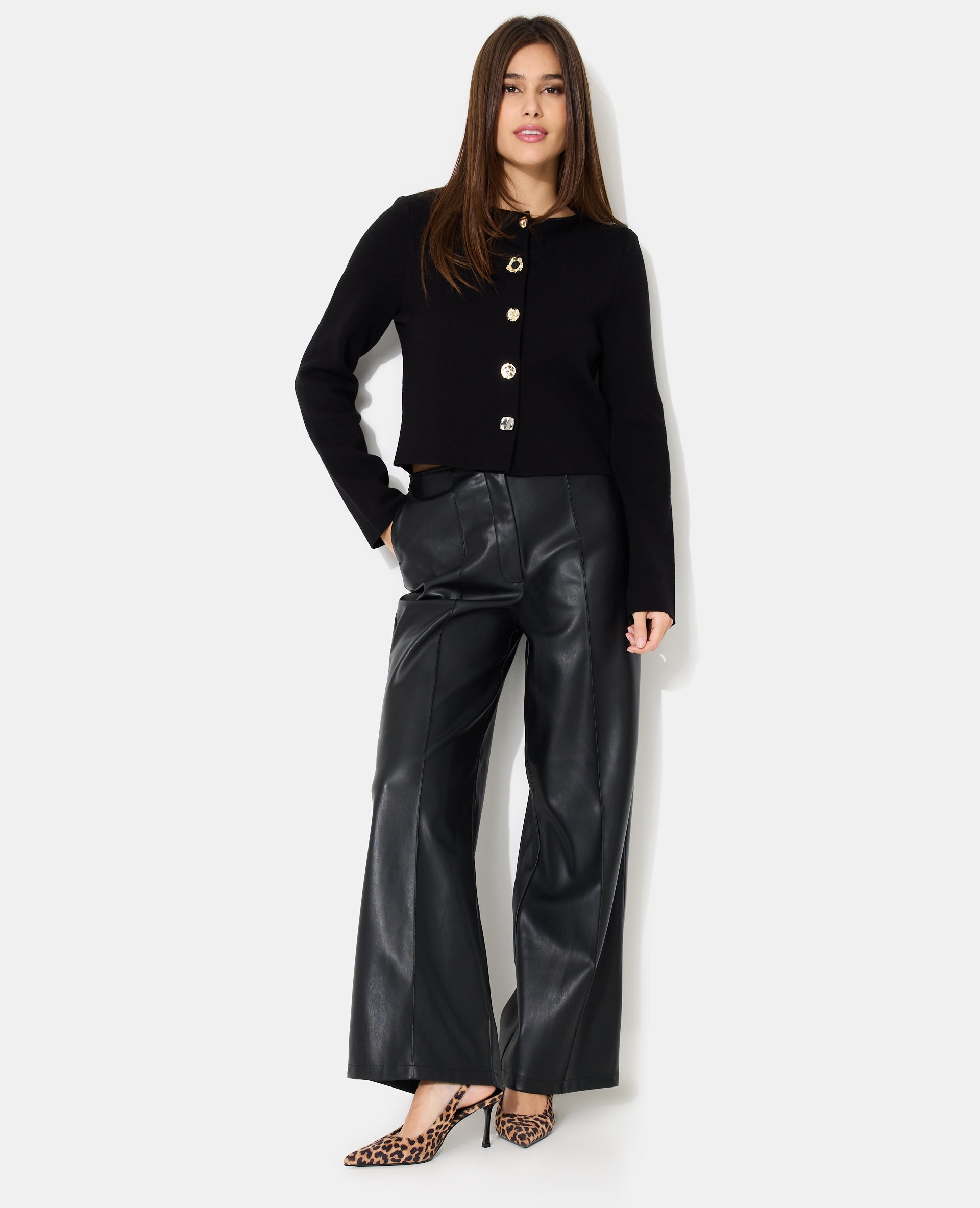 Gilet cardigan col rond avec boutons fantaisie
