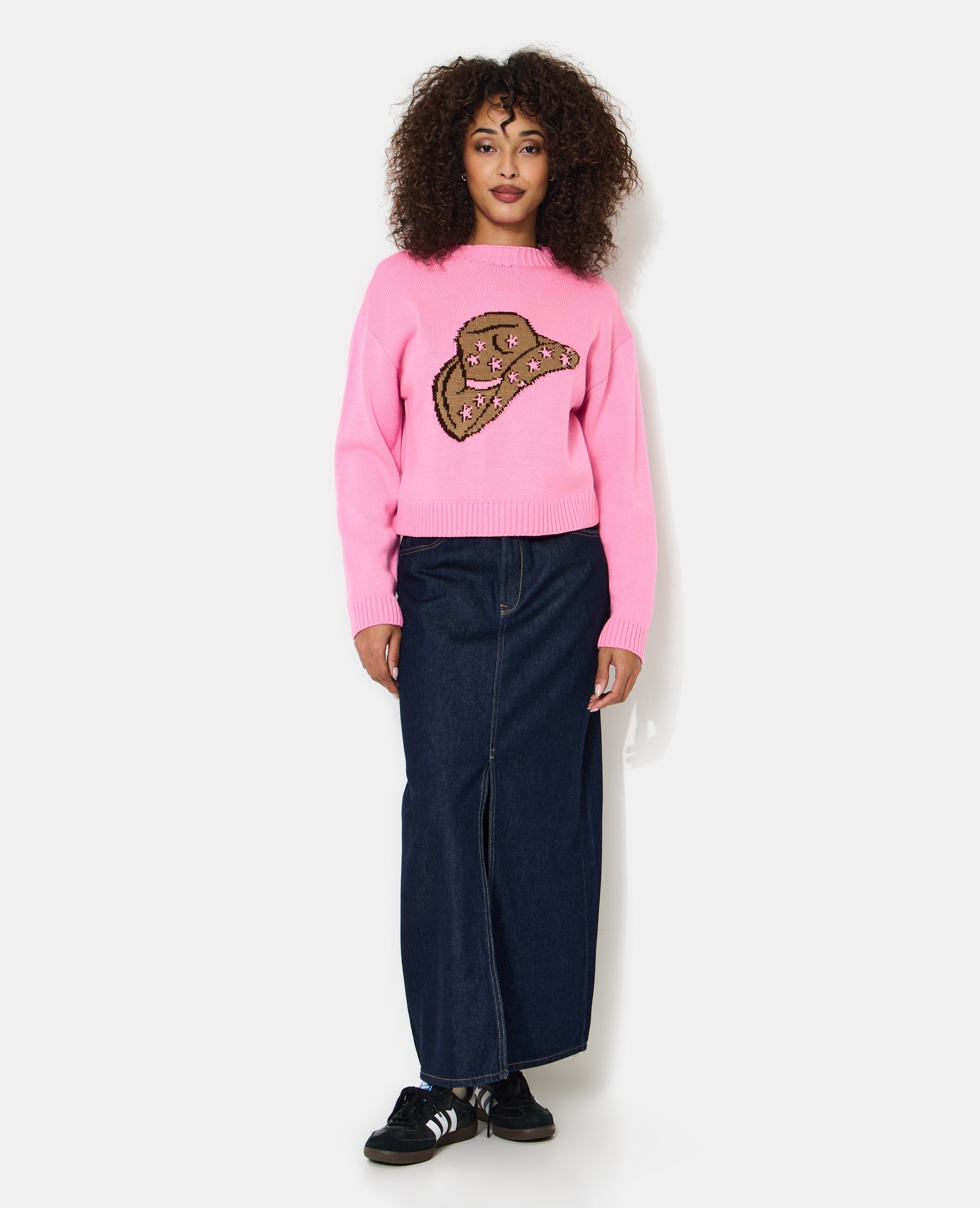 Pull col rond avec chapeau de cowboy