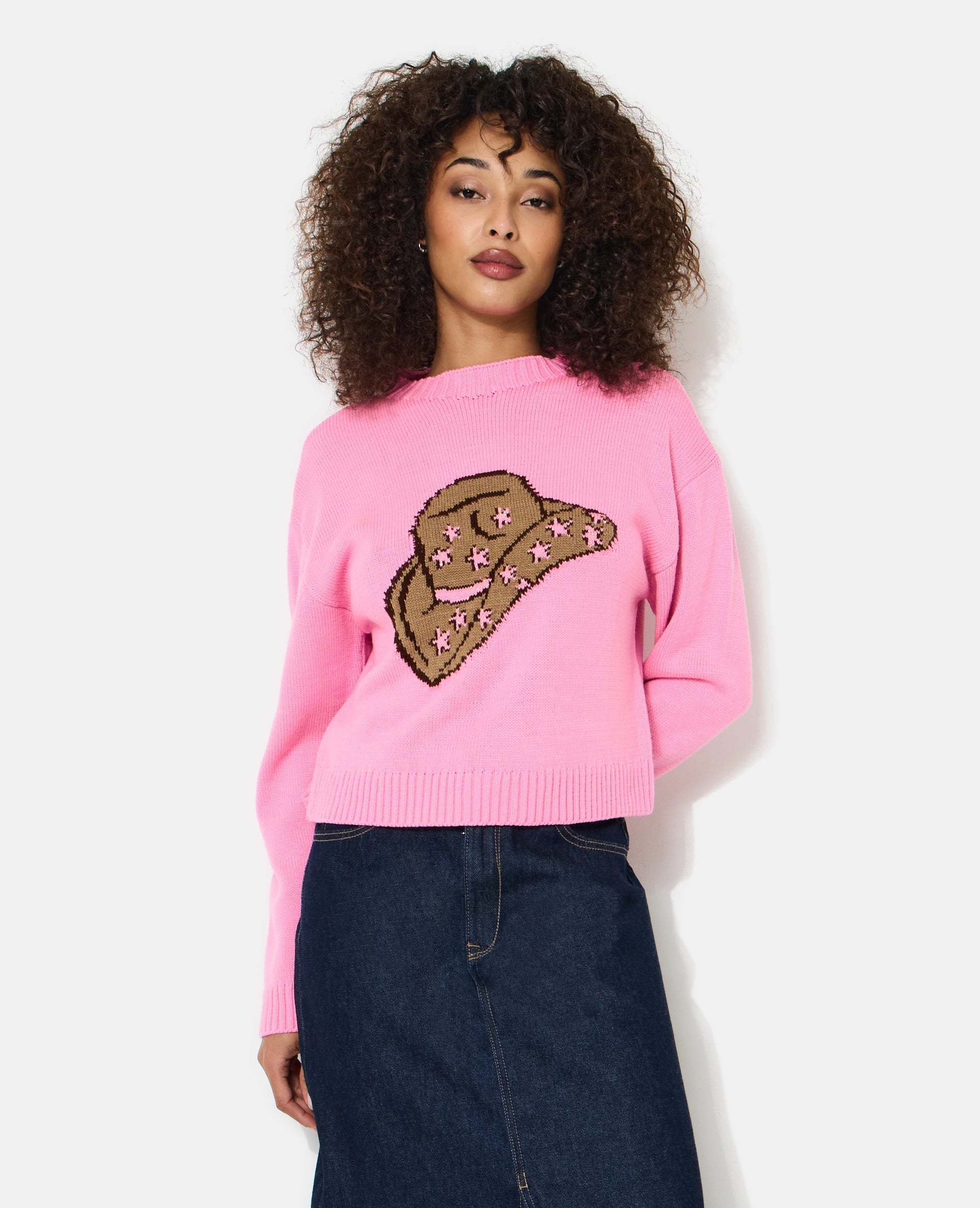 Pull col rond avec chapeau de cowboy