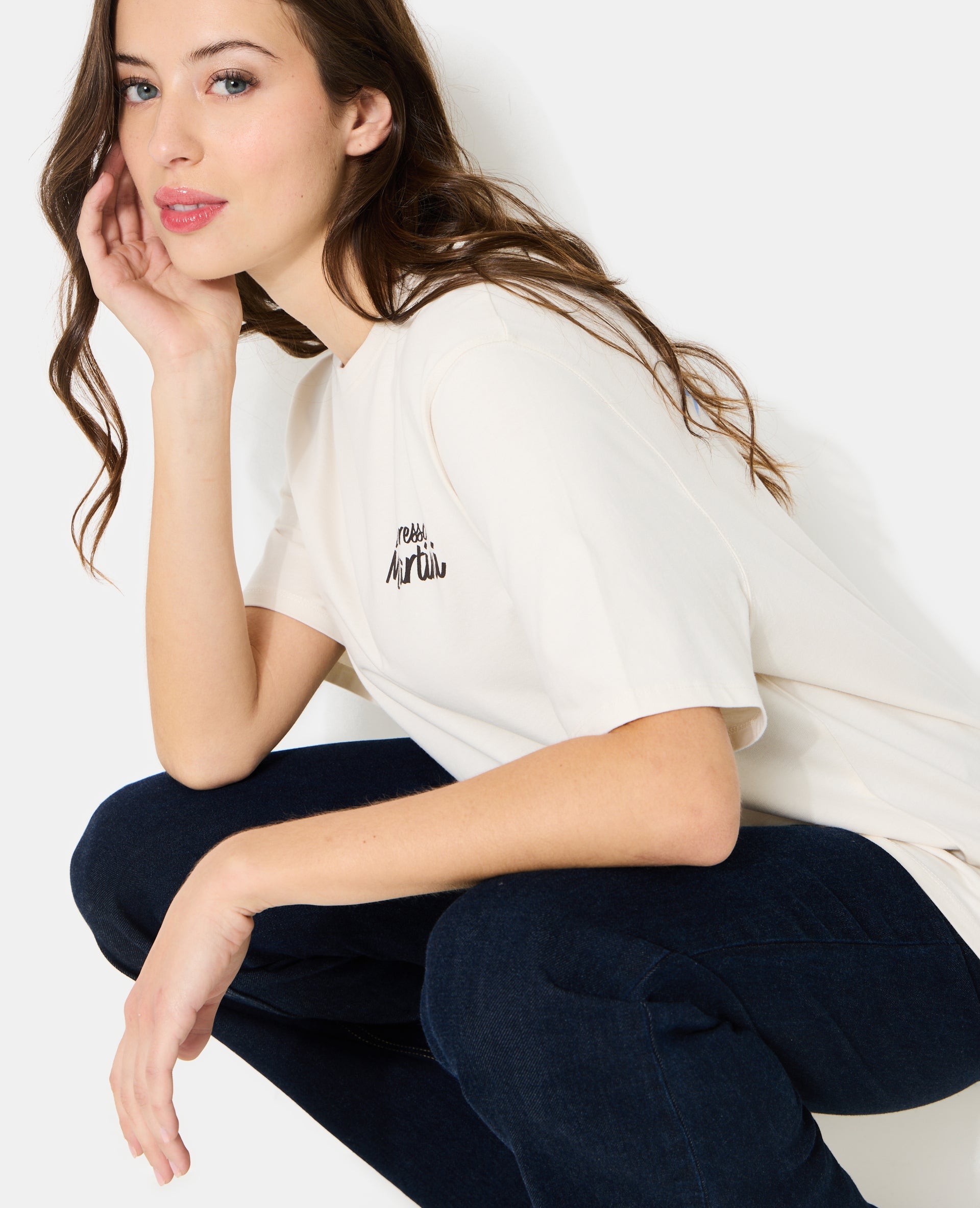 T-shirt oversize avec print poitrine et dos