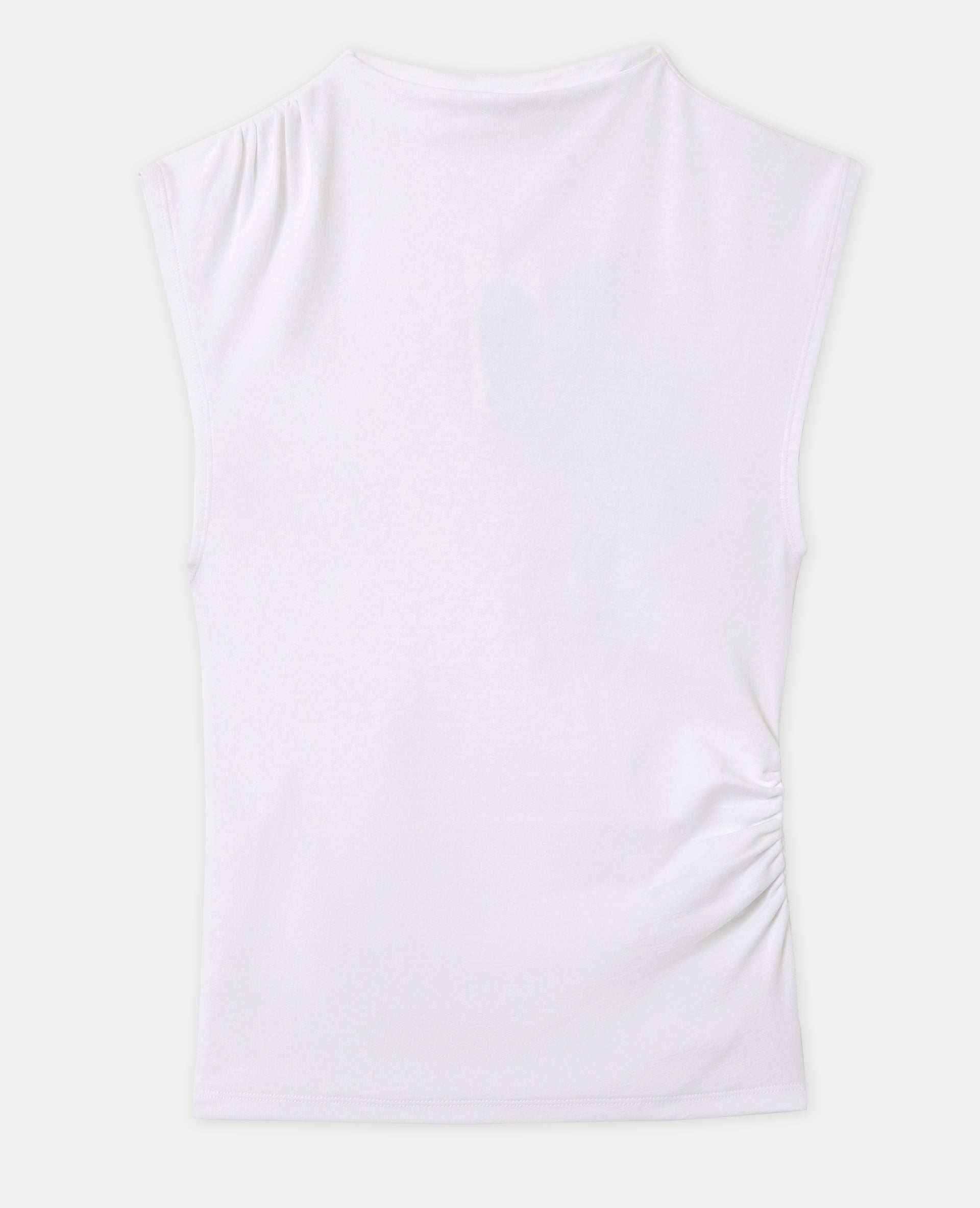 T-shirt sans manches avec col montant et fronces