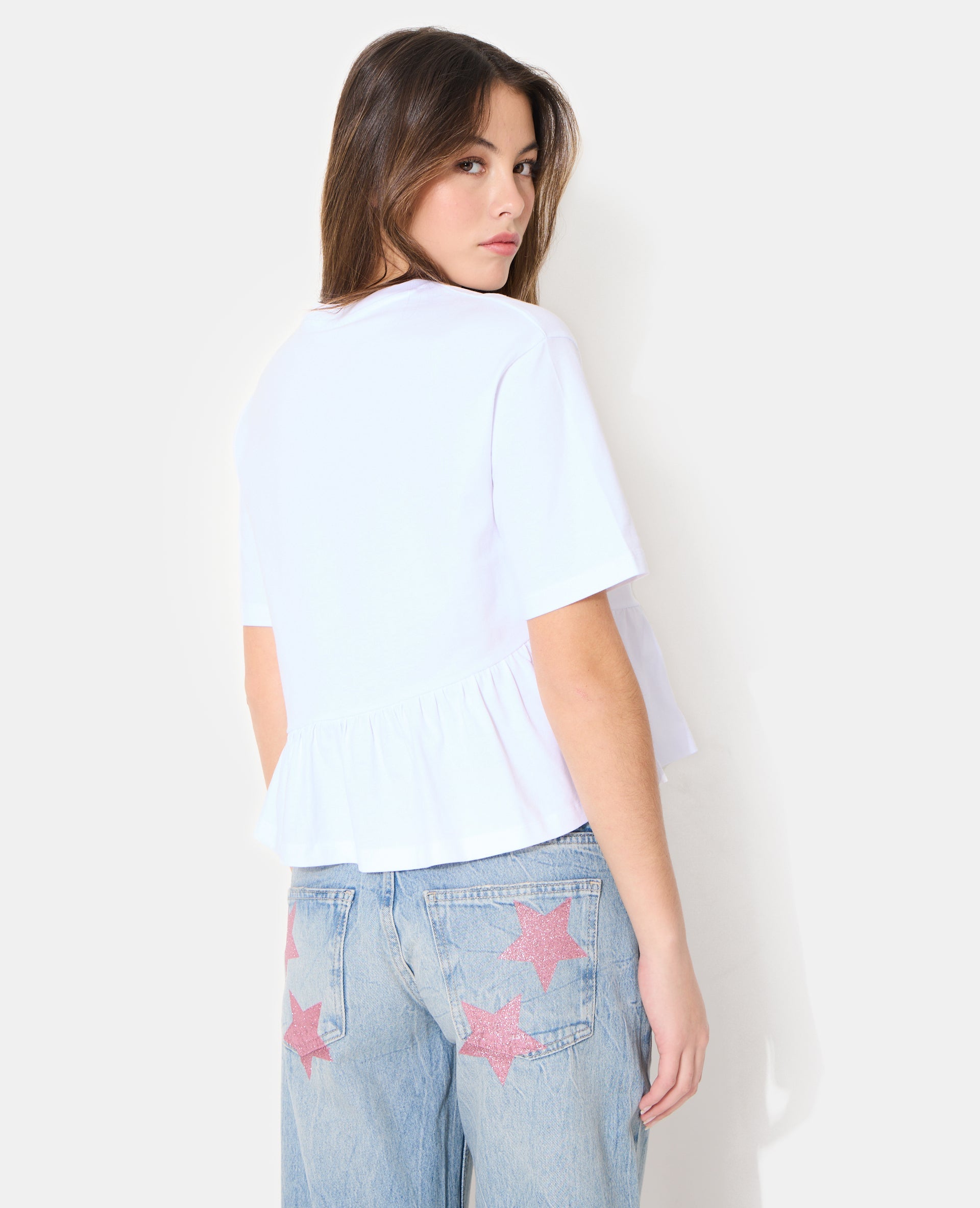 T-shirt avec volant asymétrique