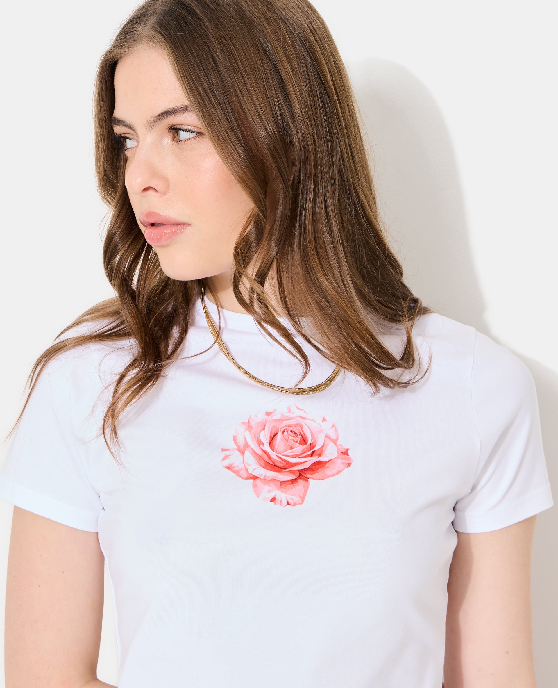 T-shirt ajusté avec rose