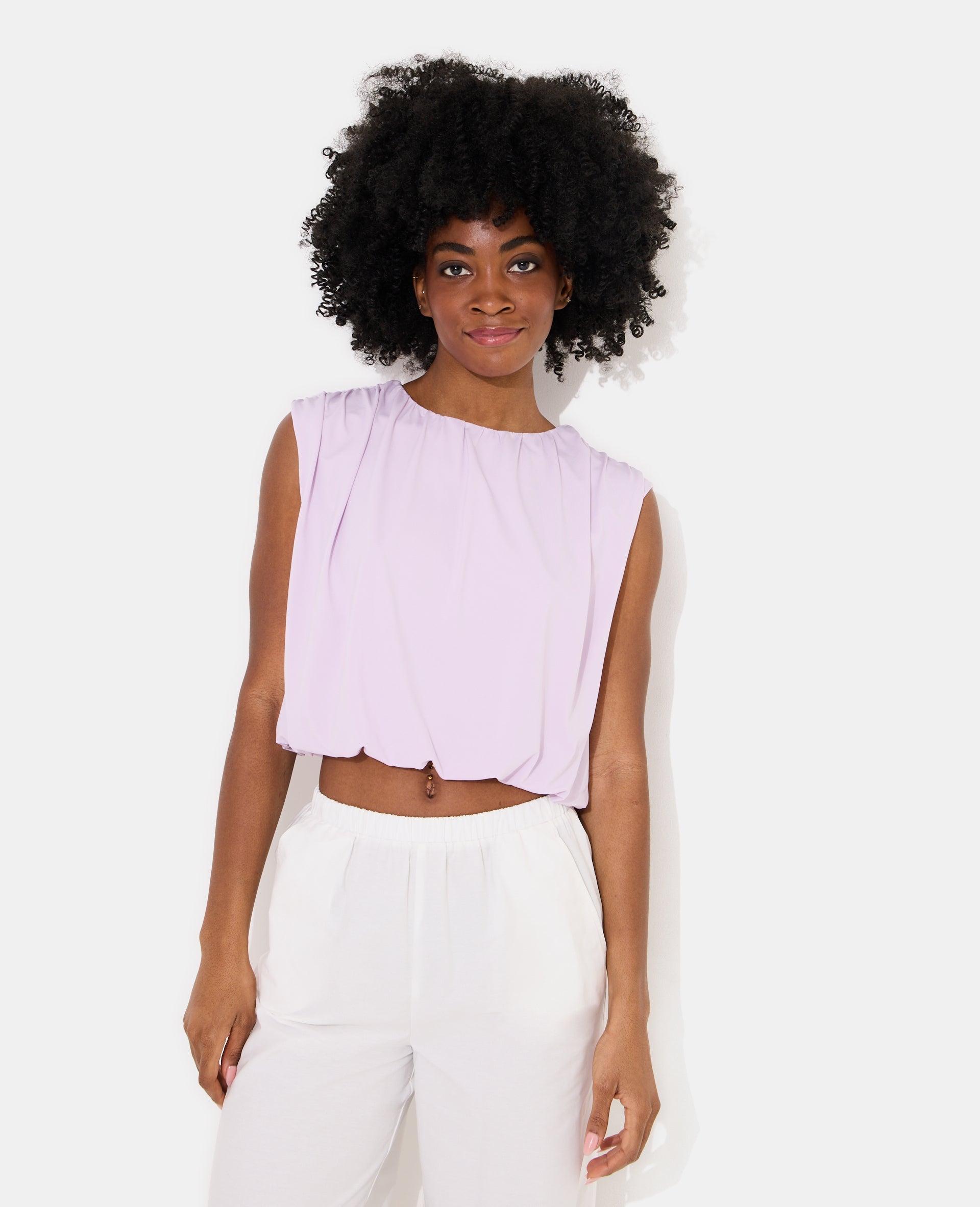 Top boule sans manches en maille fluide
