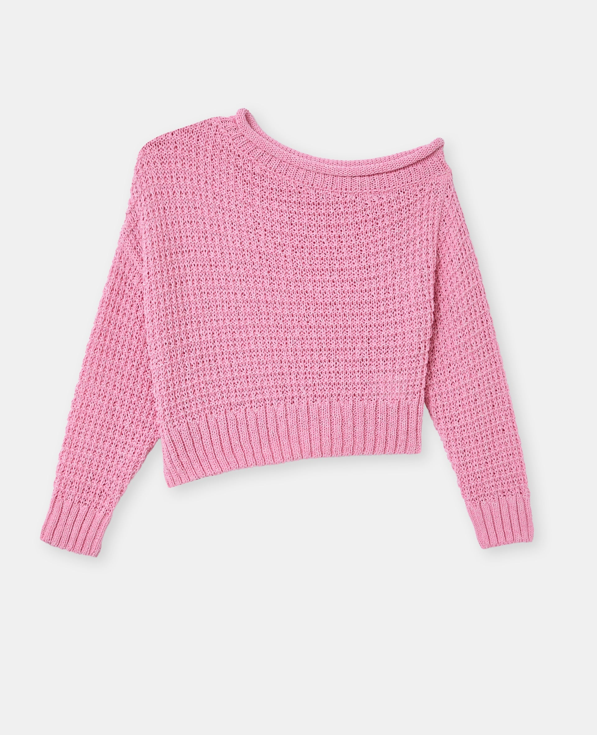 Pull asymétrique en maille ajourée
